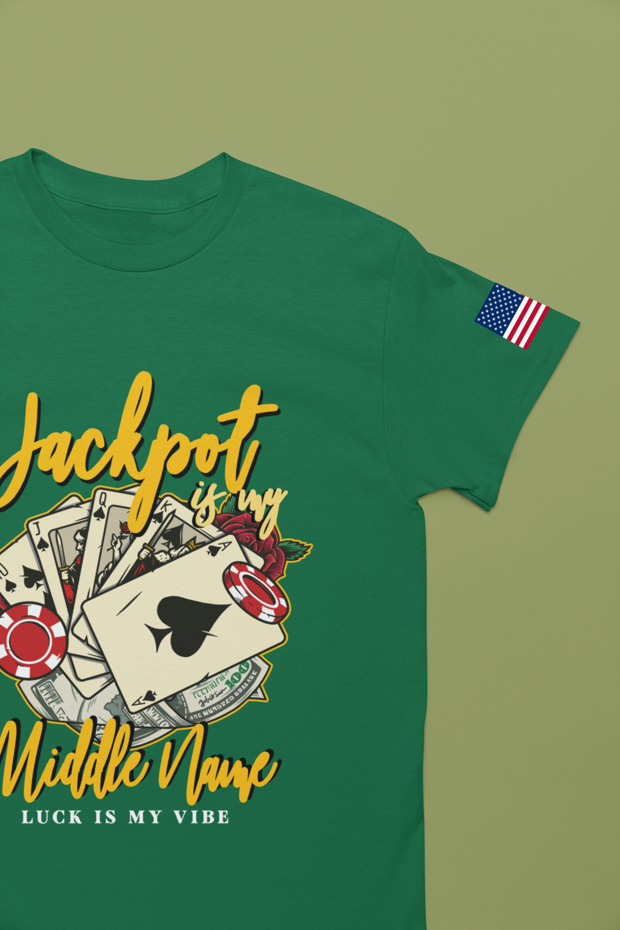 Jackpot Is My Middle Name T-Shirt – Lucky Casino Poker Cards Vegas Tee