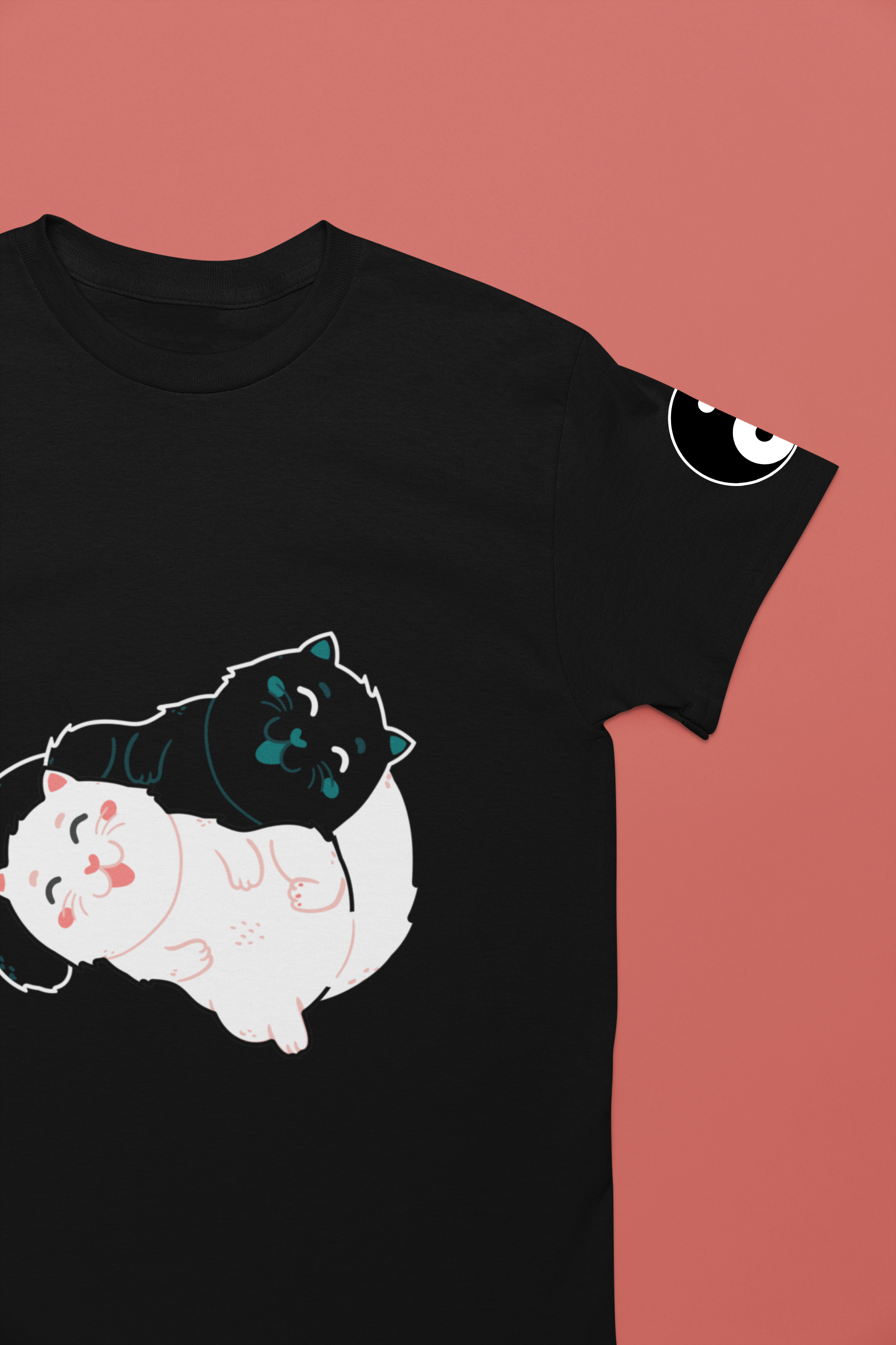 Yin Yang Cats T-Shirt – Black and White Cat Balance Harmony Graphic Tee