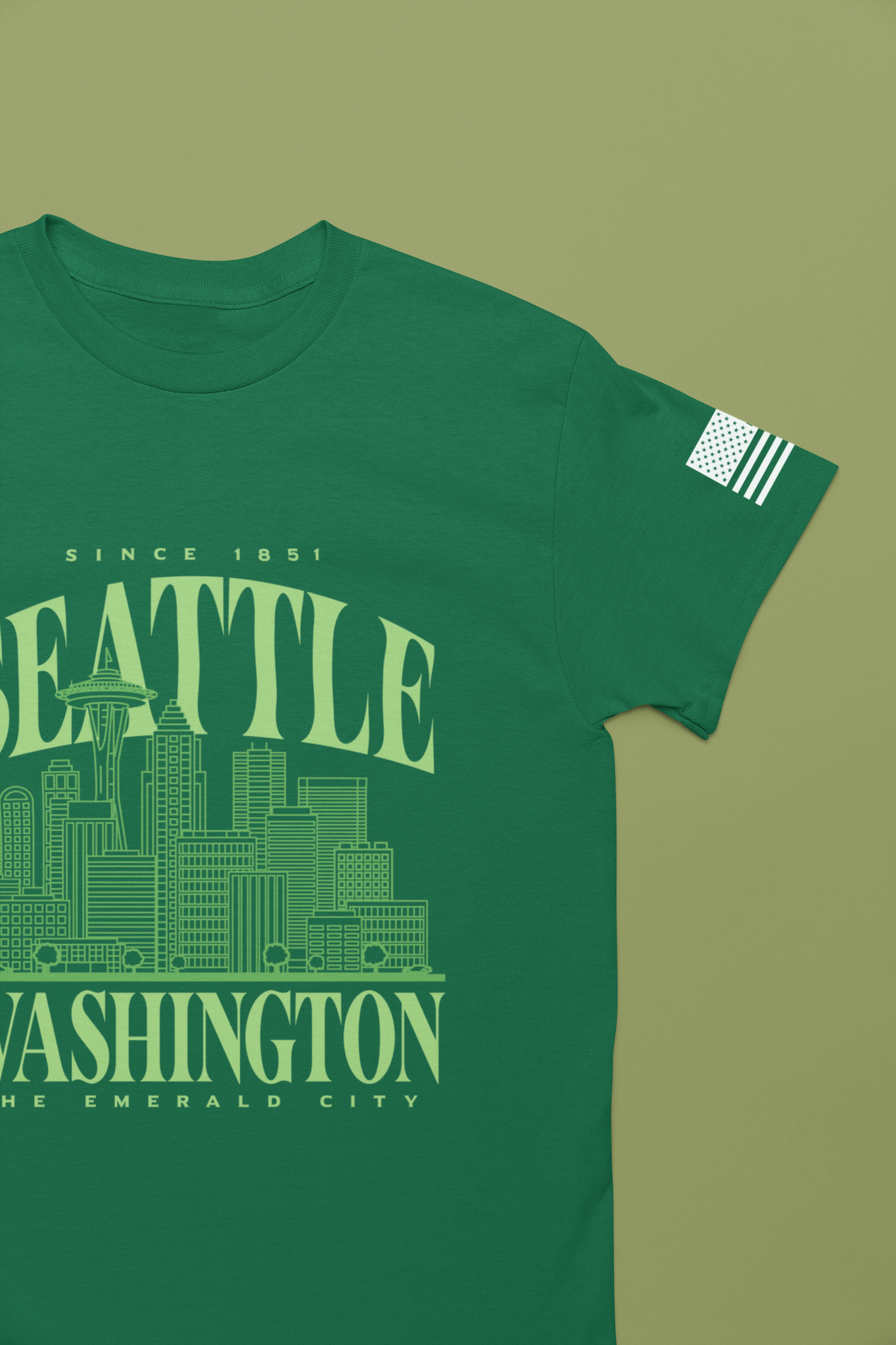 Seattle Washington The Emerald City Since 1851 Skyline Graphic T-Shirt | Seattle Pride Tee | Pacific Northwest Shirt
