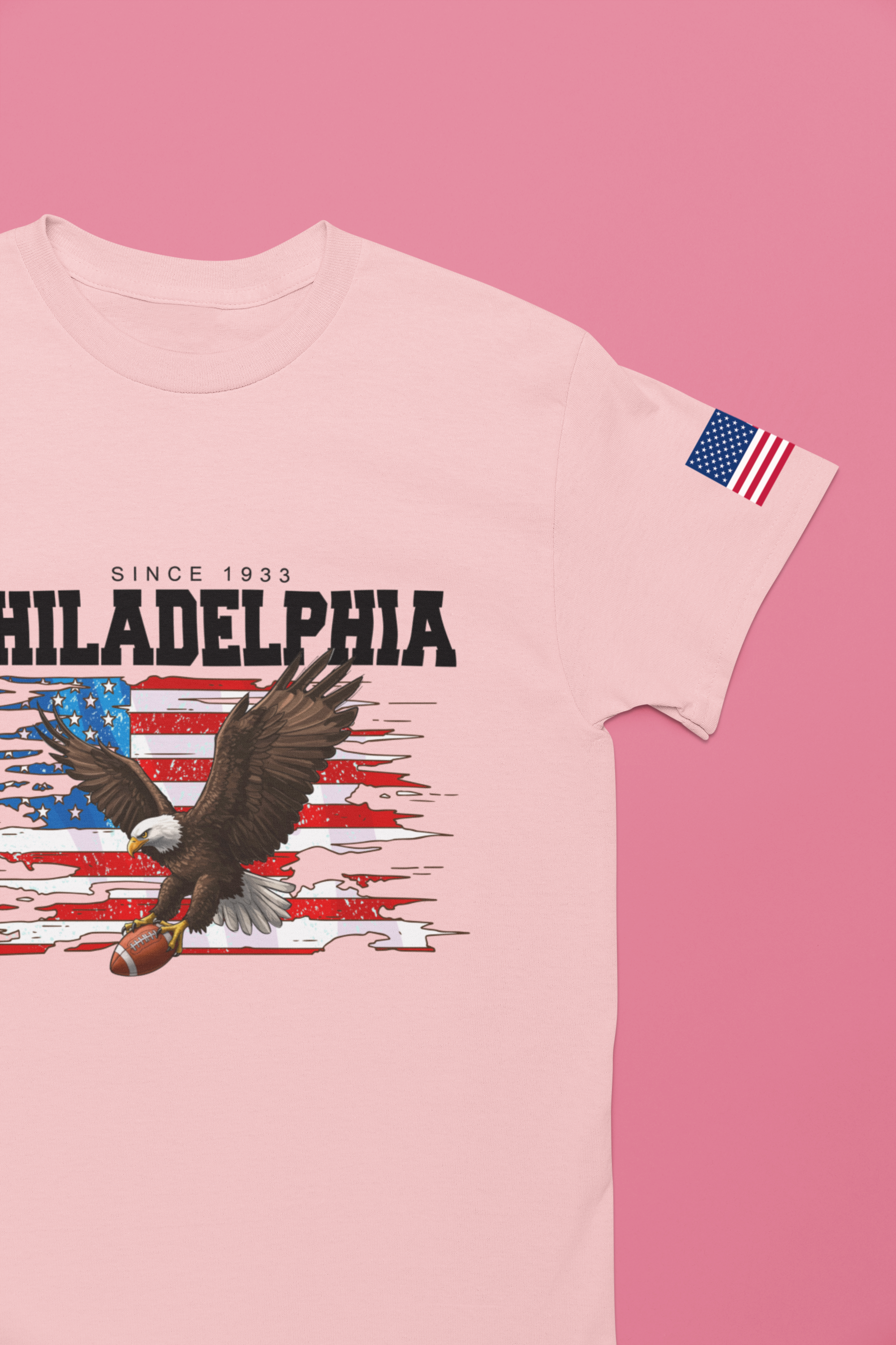 Philadelphia Eagles Since 1933 Bald Eagle American Flag Football T-Shirt | Patriotic Philly Fan Shirt | Game Day Tee