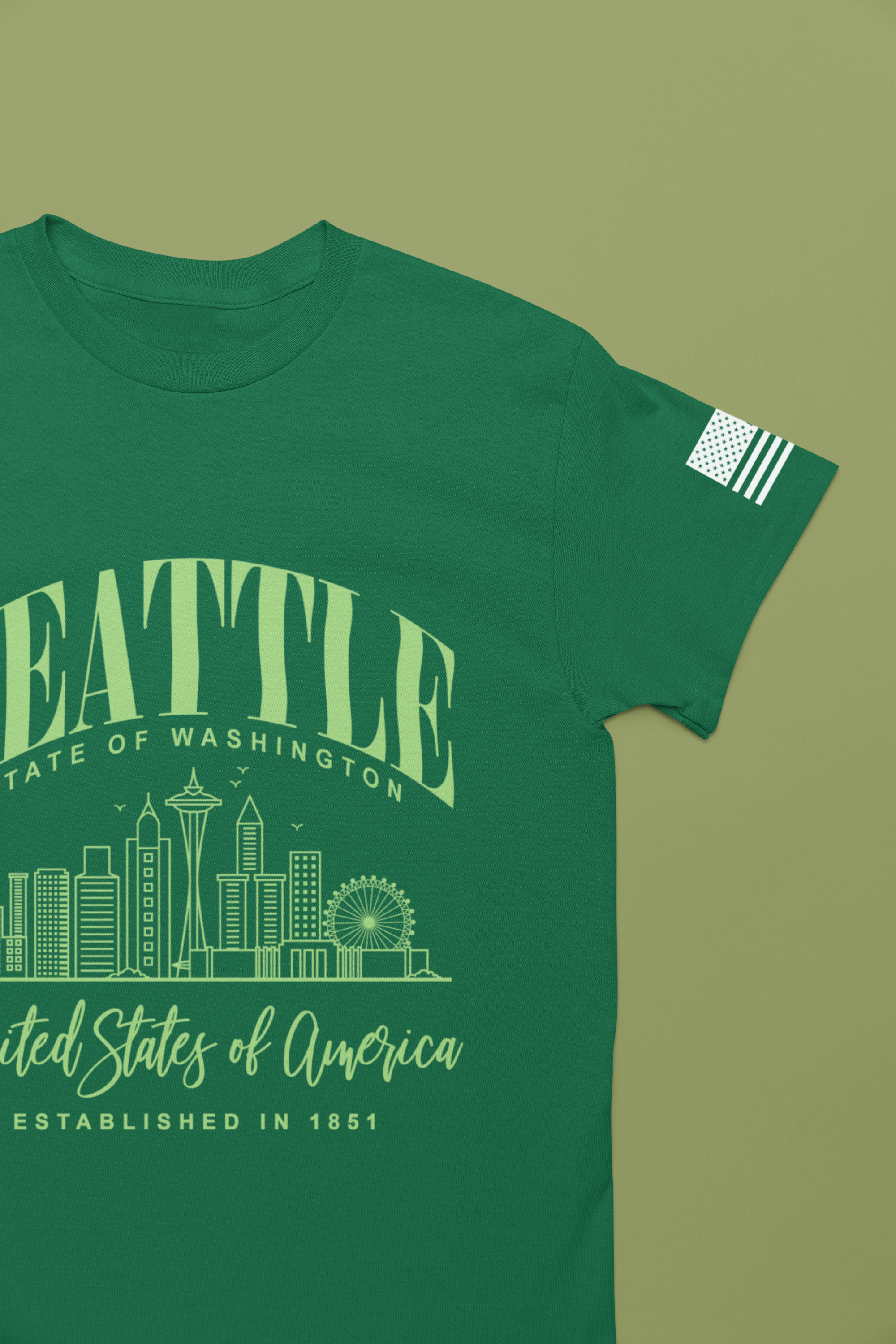 Seattle State of Washington Arch Skyline T-Shirt | United States of America EST 1851 Tee | Evergreen State Shirt