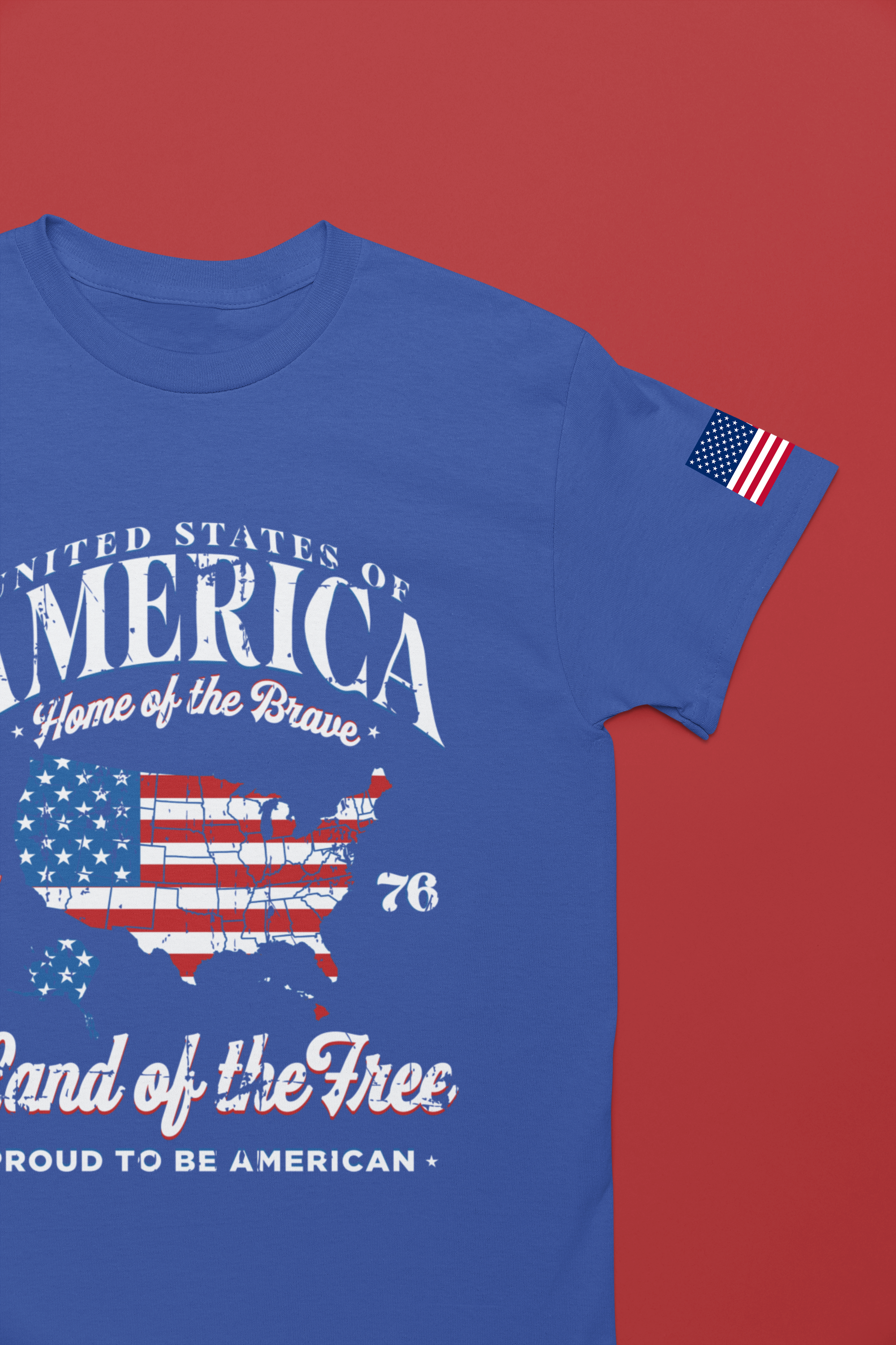 America Home of the Brave T-Shirt – USA Map 1776 Vintage Patriotic Graphic Tee