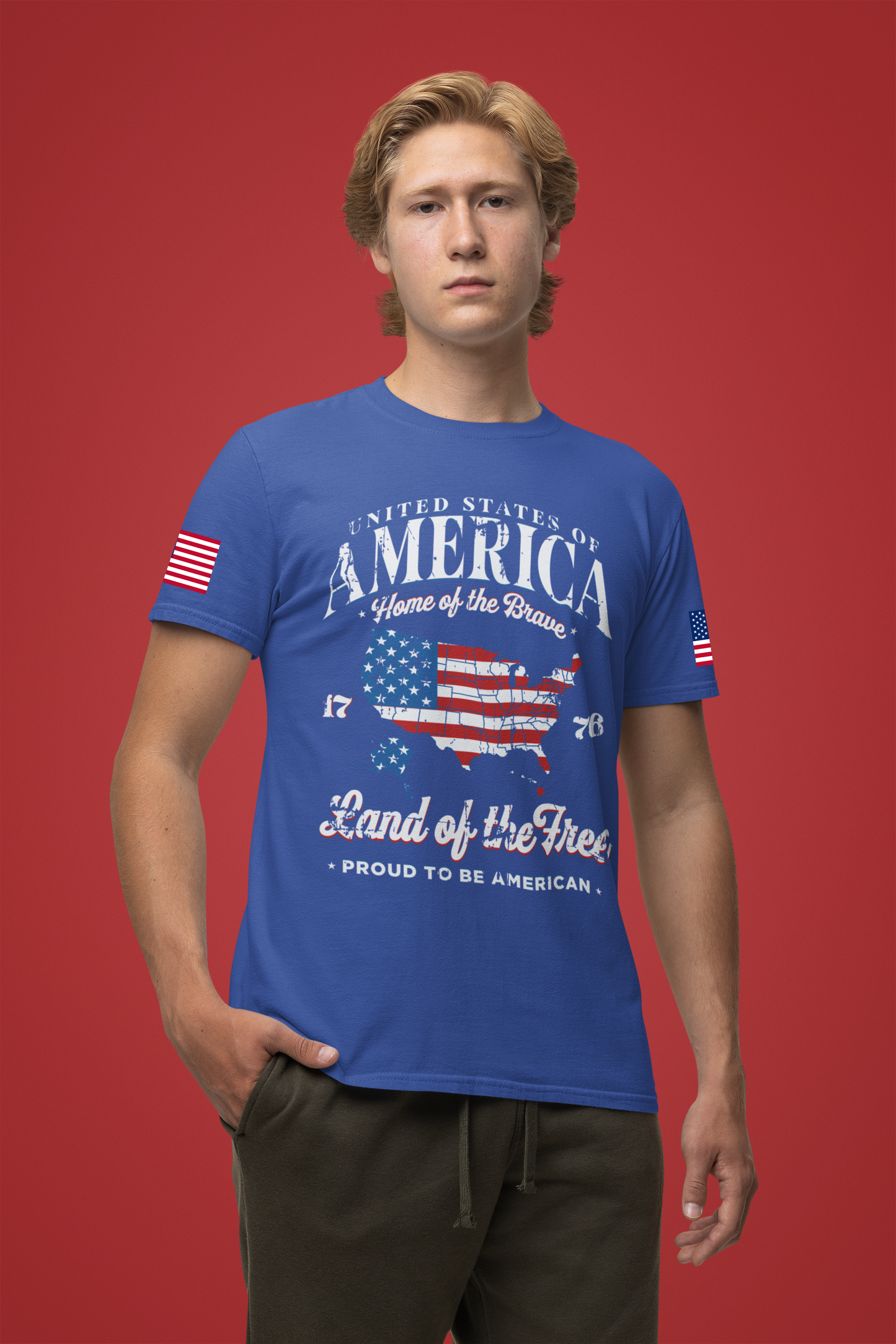 America Home of the Brave T-Shirt – USA Map 1776 Vintage Patriotic Graphic Tee