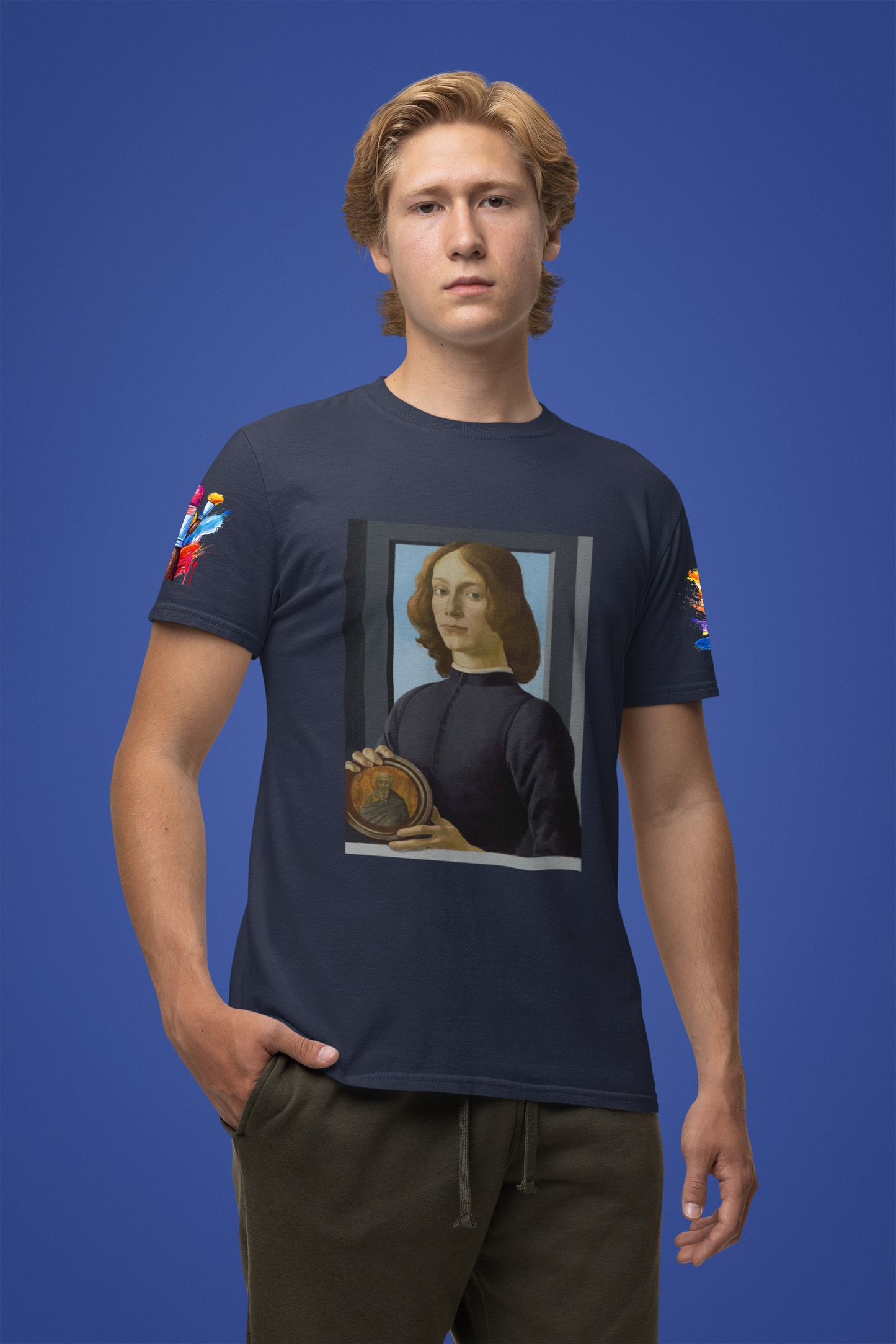 Renaissance Portrait Art T-Shirt – Italian Master Painting with Medallion Graphic Tee