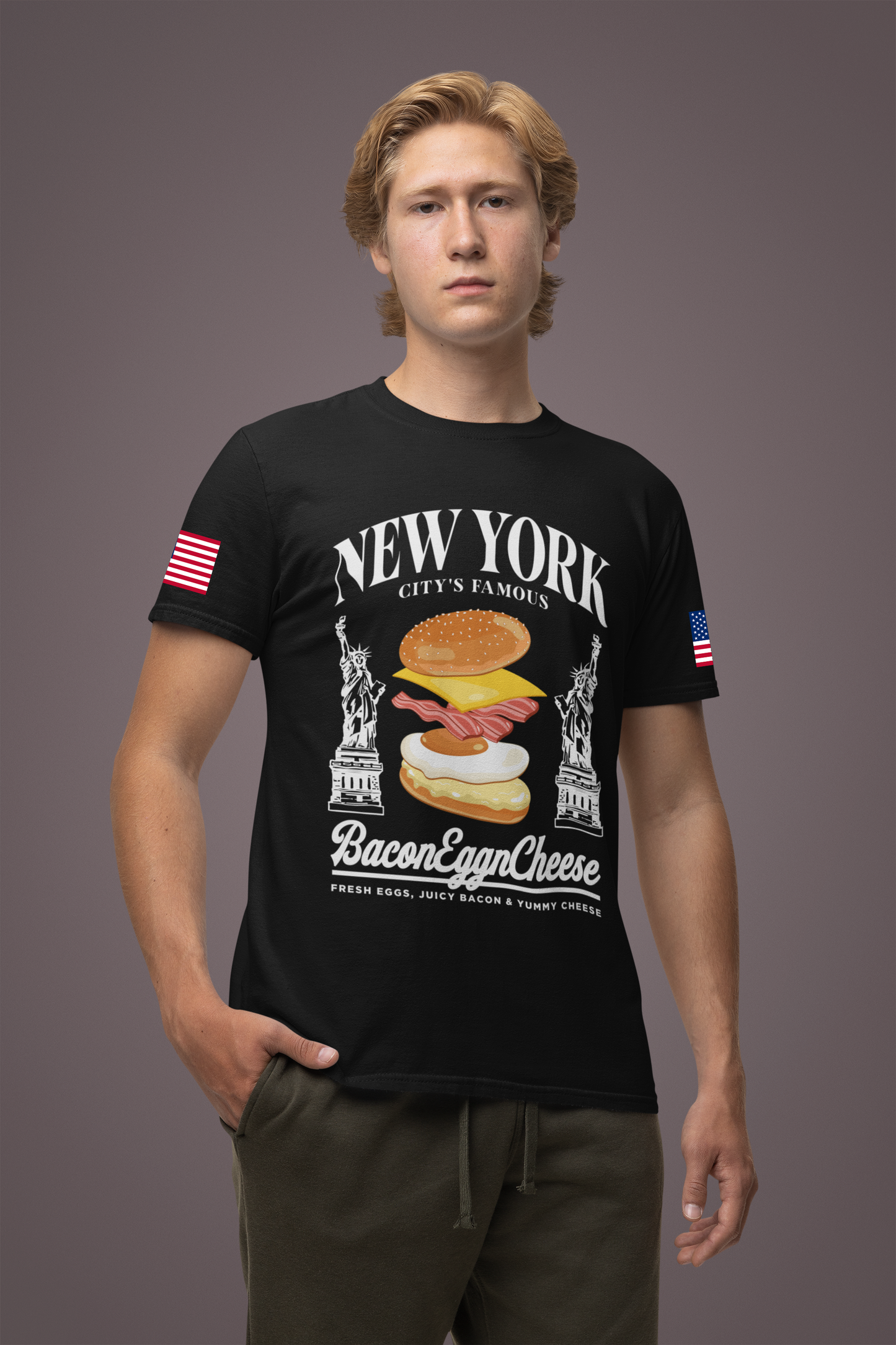 New York Bacon Egg Cheese T-Shirt - NYC Bodega Breakfast Sandwich Food Humor