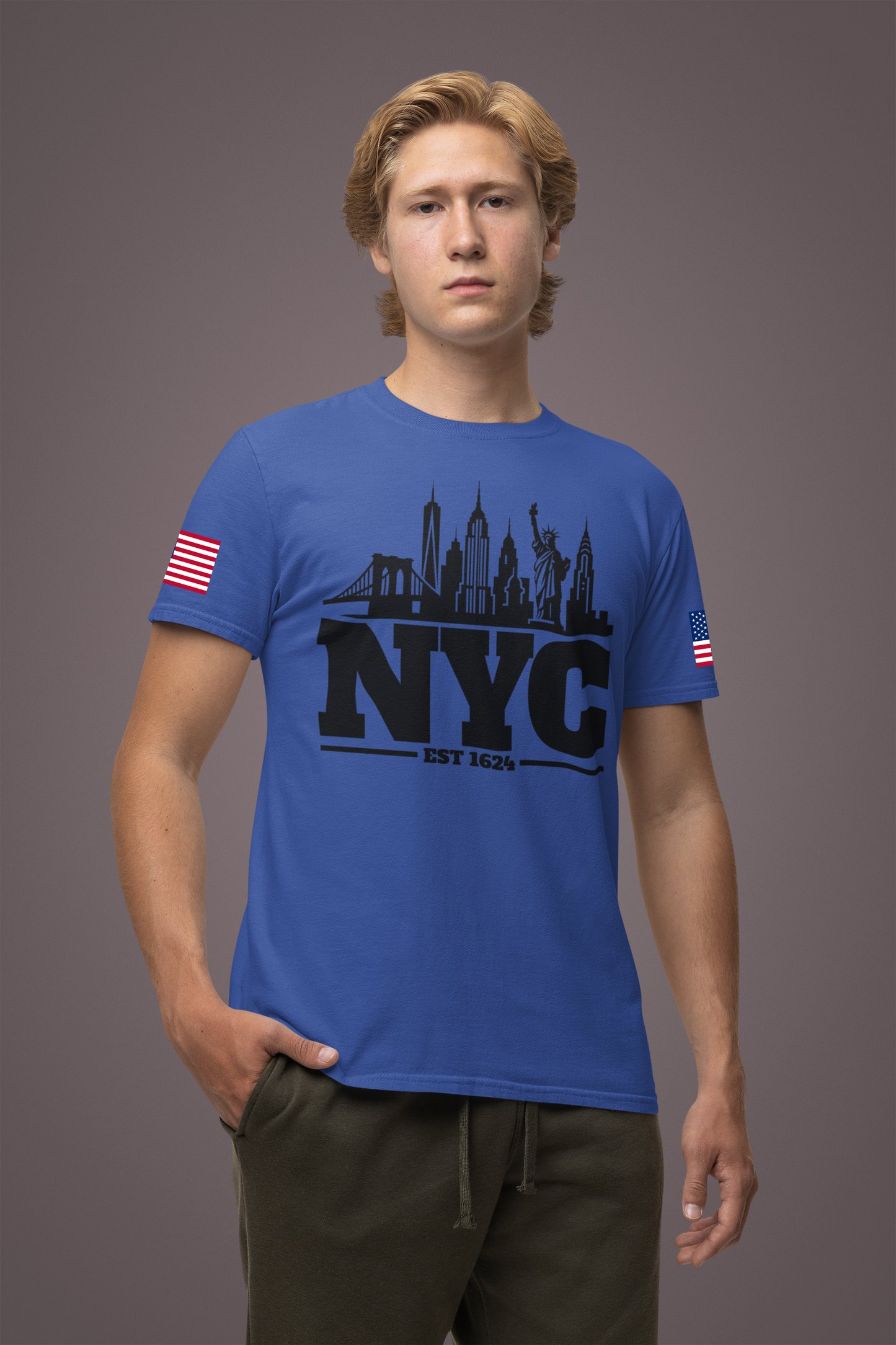 NYC Skyline Silhouette T-Shirt - Black & White New York City Est 1624 Minimalist