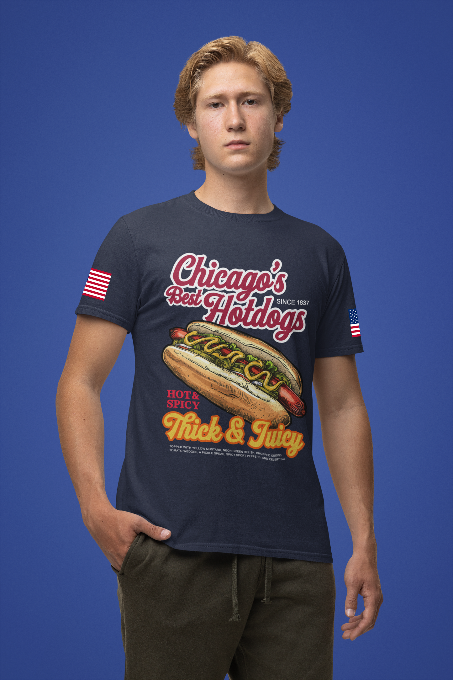 Chicago Best Hotdogs T-Shirt - Hot Dog Thick Juicy Since 1837 Food Humor Tee
