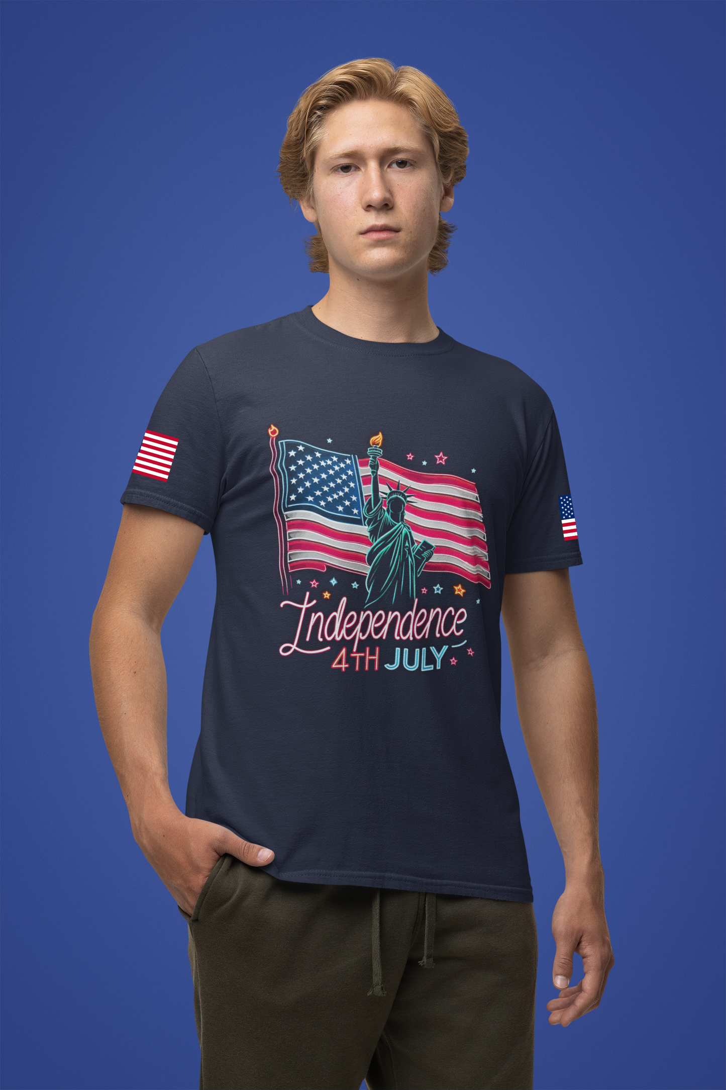 Independence 4th July T-Shirt – Statue of Liberty American Flag Celebration Graphic Tee