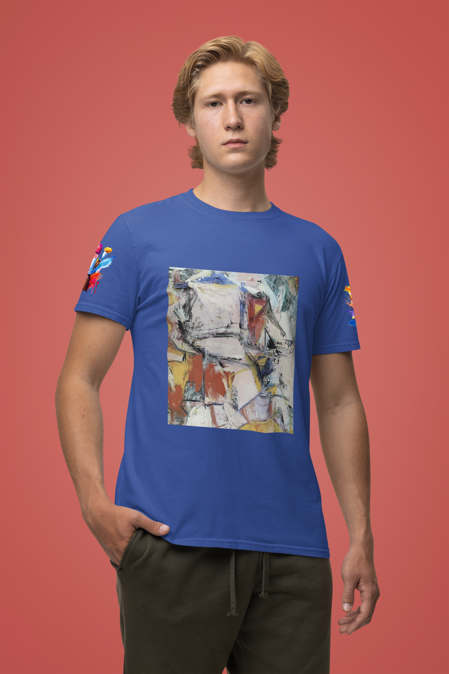 Abstract Expressionism Art T-Shirt – Colorful Geometric Painting Graphic Tee