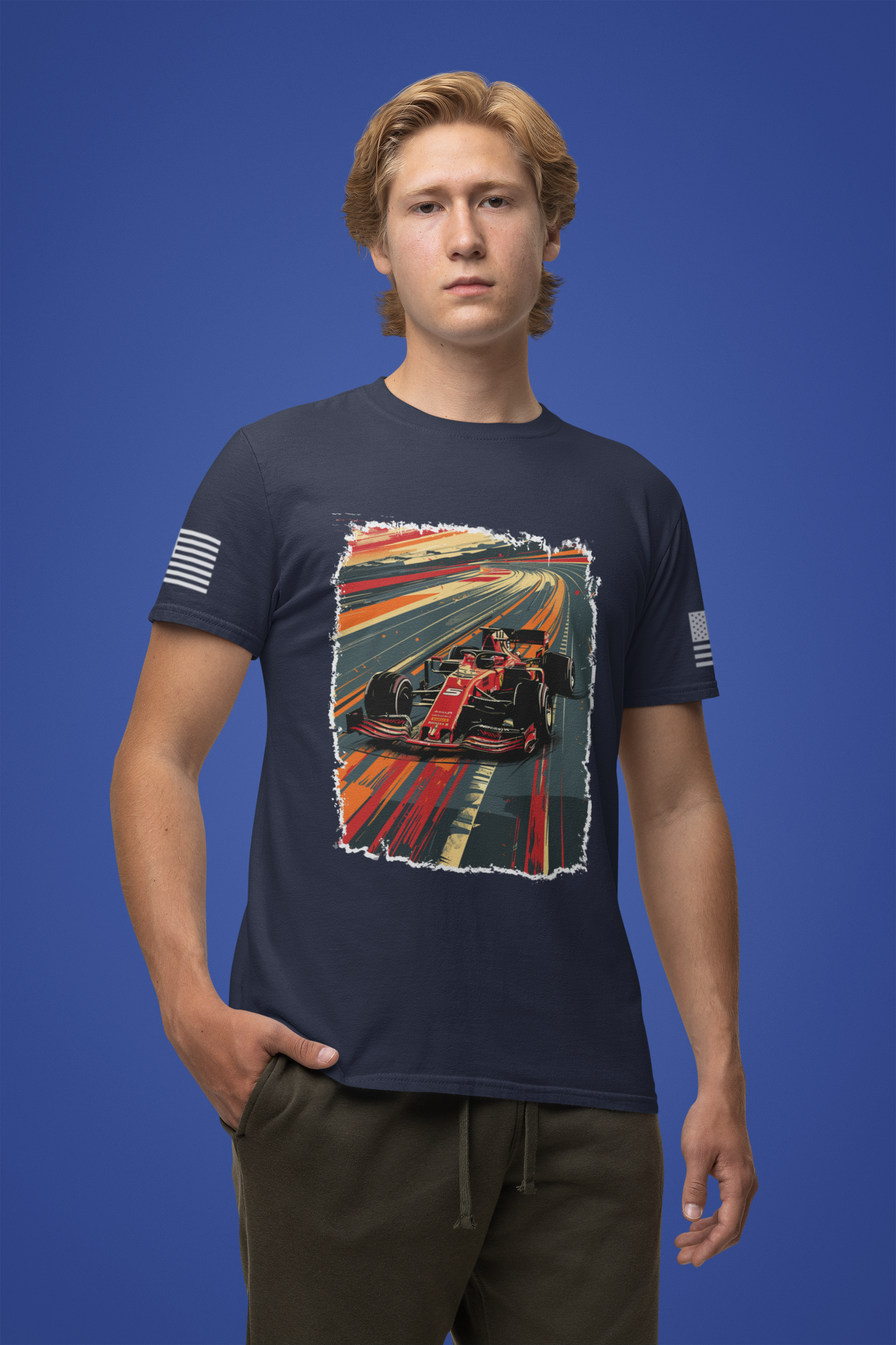 Las Vegas World Champion Sports Car Racer Front & Back T-Shirt – Formula Racing Graphic Tee