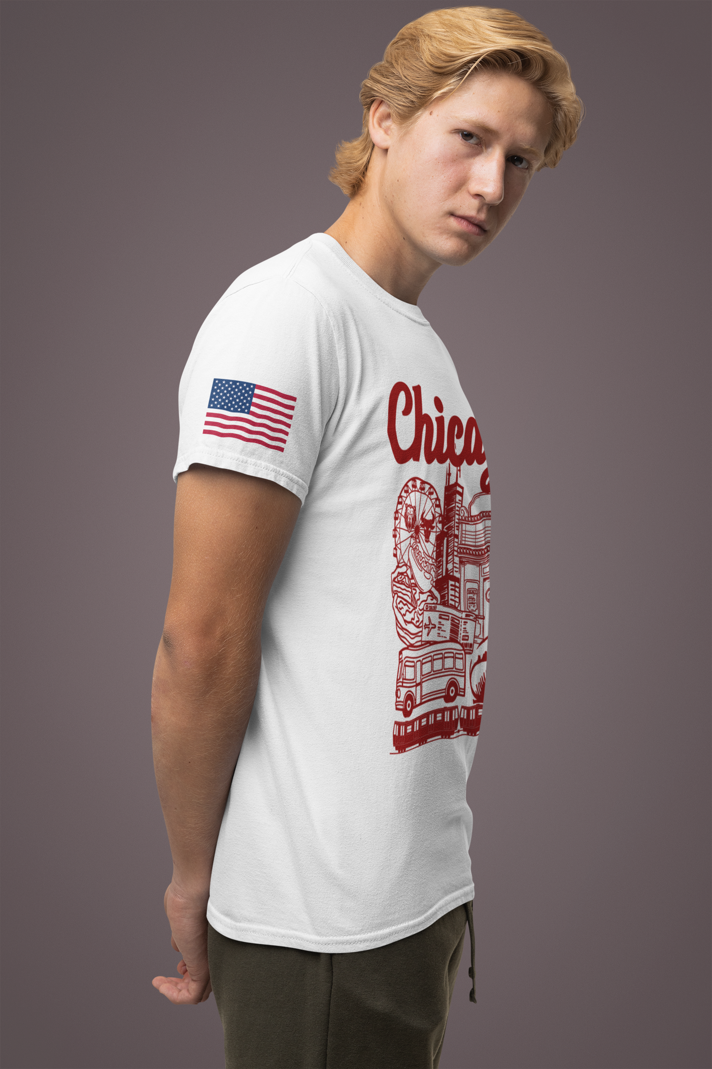 Chicago Est 1837 T-Shirt - Iconic Landmarks Yellow Red Illinois Tourist Collage