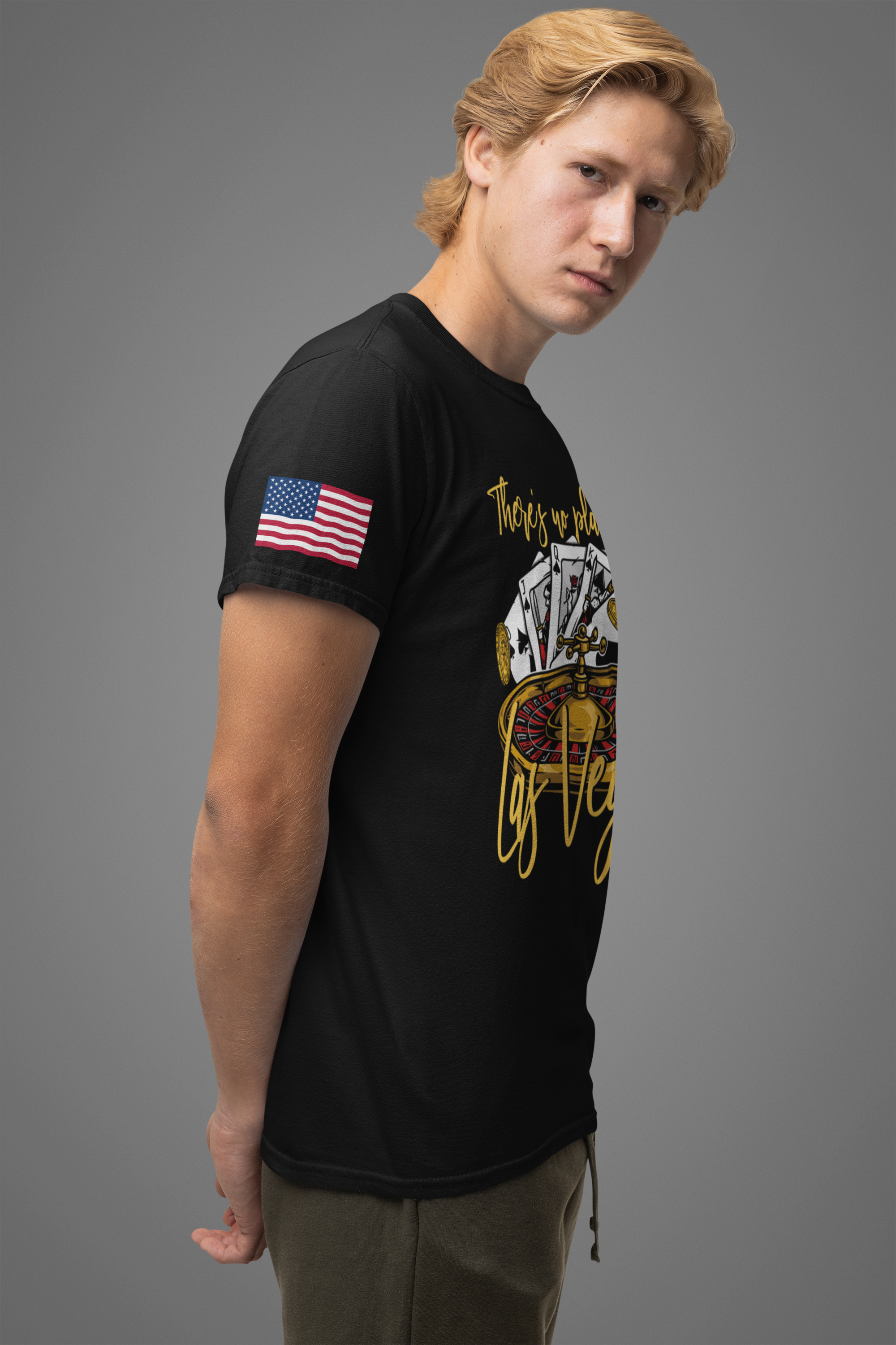 There's No Place Like Las Vegas T-Shirt – Roulette Wheel Poker Cards Casino Tee