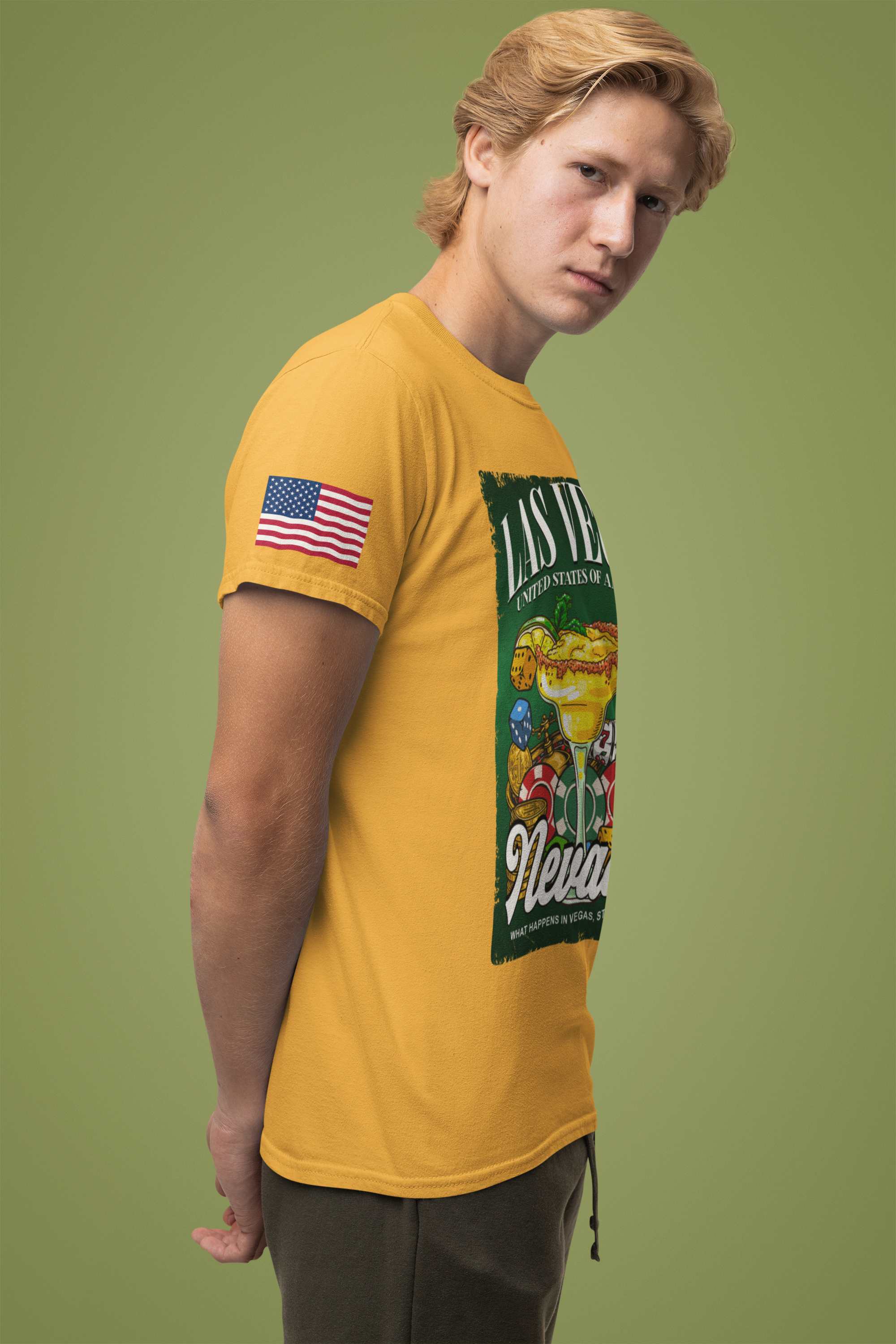 Las Vegas Nevada USA Margarita Casino T-Shirt – Colorful Dice Chips Vegas Graphic Tee
