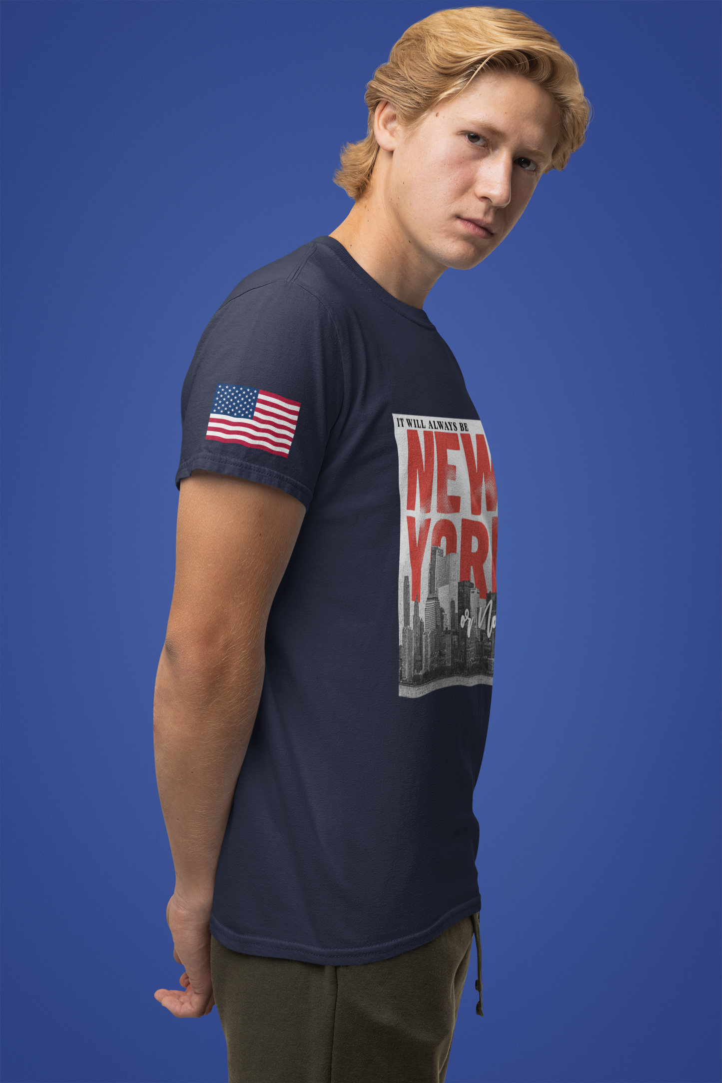 It Will Always Be New York T-Shirt - Red & White NYC Skyline Statement Design