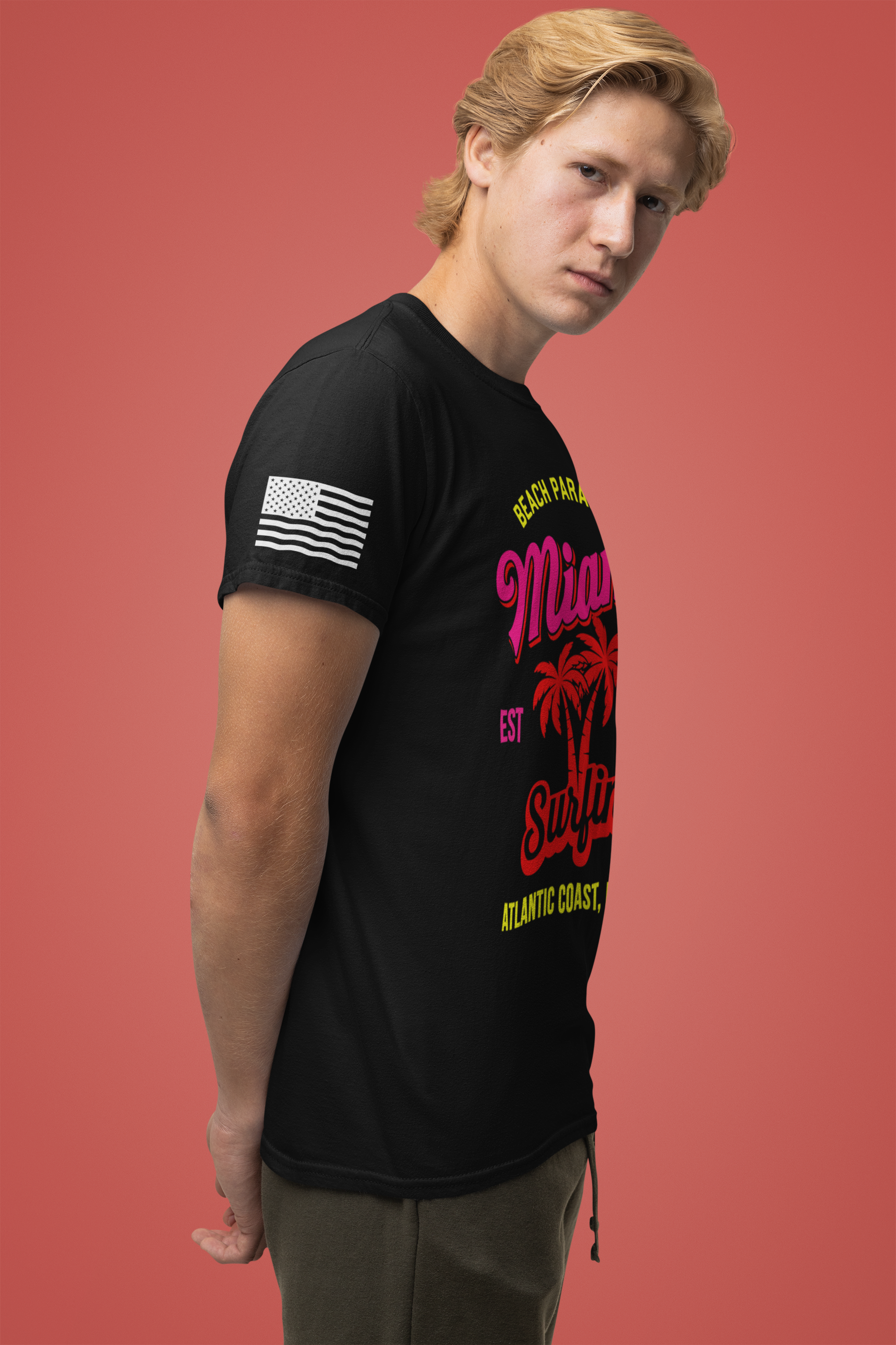 Miami Beach Paradise Surfing T-Shirt – EST 1896 Atlantic Coast Florida Retro Tee