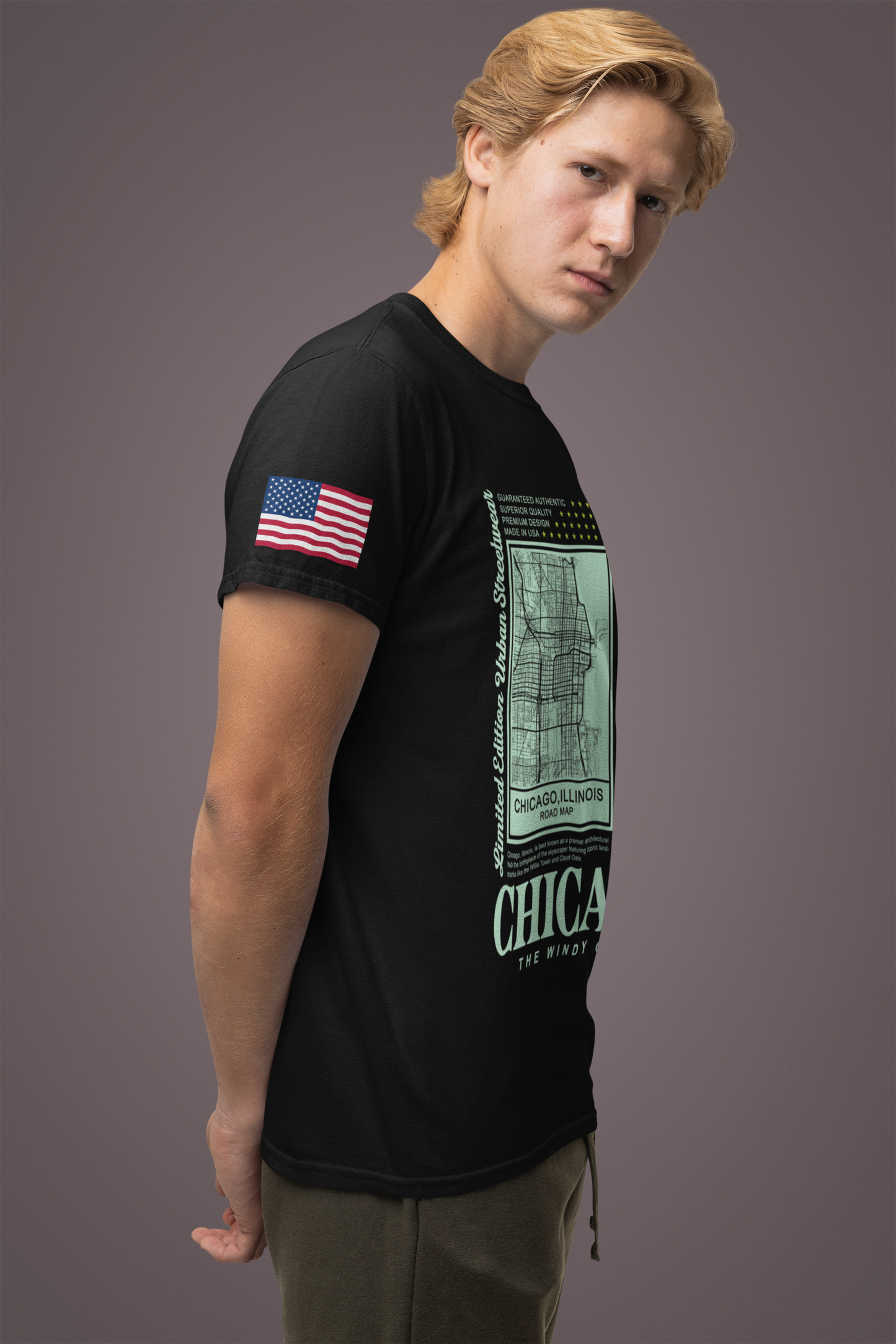 Chicago Road Map T-Shirt - Limited Edition Urban Streetwear Illinois City Grid Design