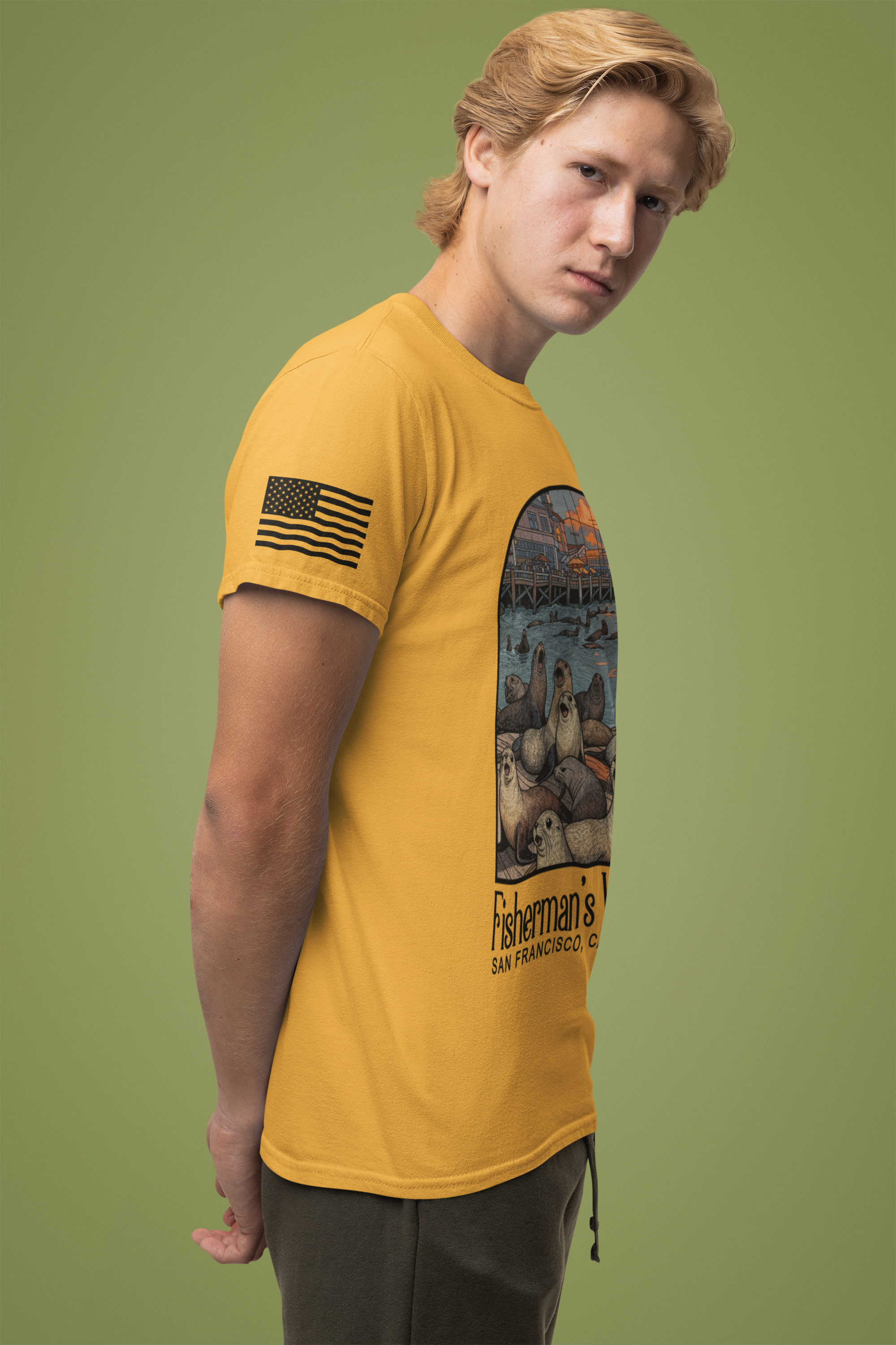 Fisherman's Wharf San Francisco California T-Shirt – Sea Lions Arched Graphic Tee