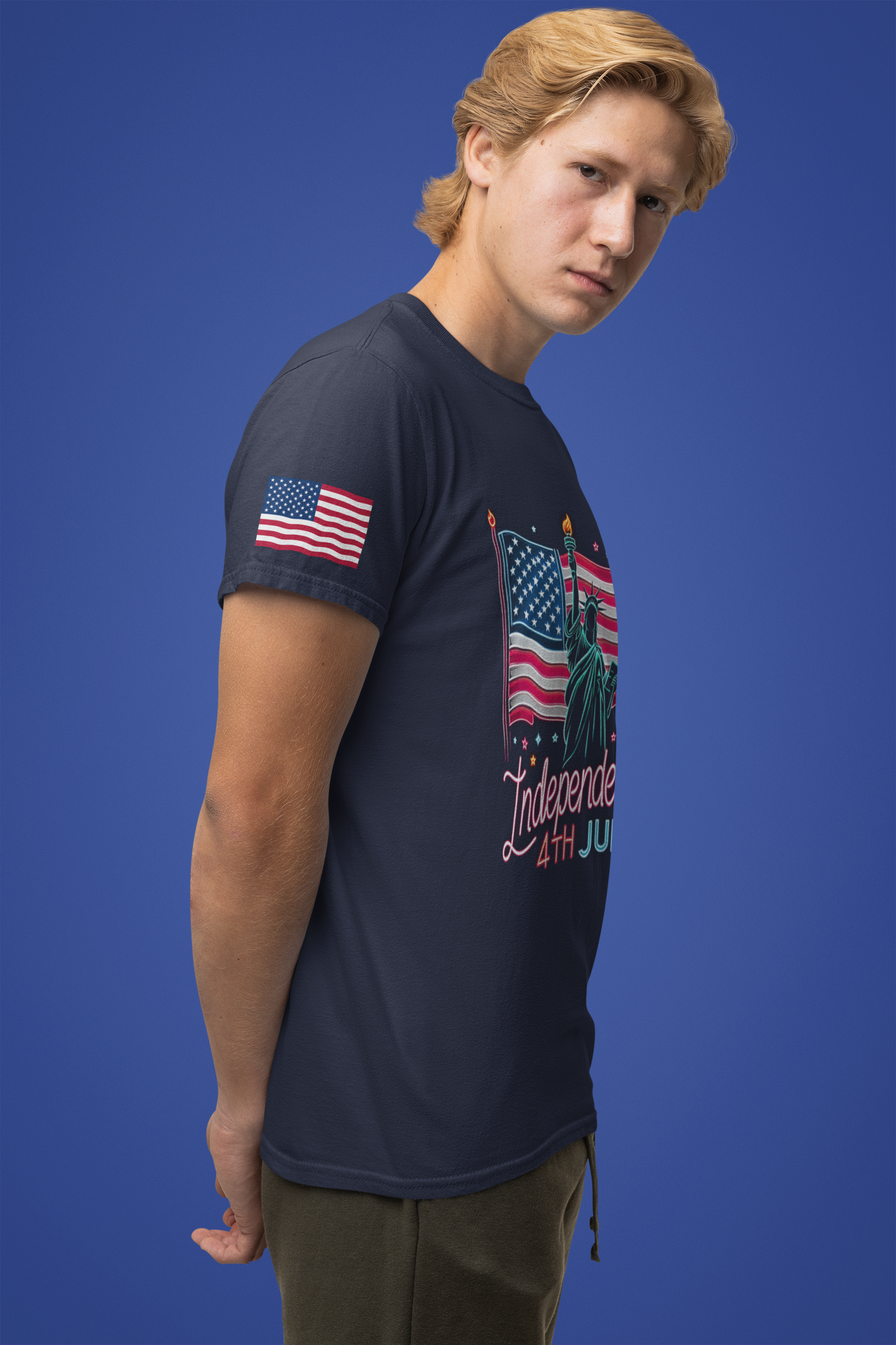 Independence 4th July T-Shirt – Statue of Liberty American Flag Celebration Graphic Tee