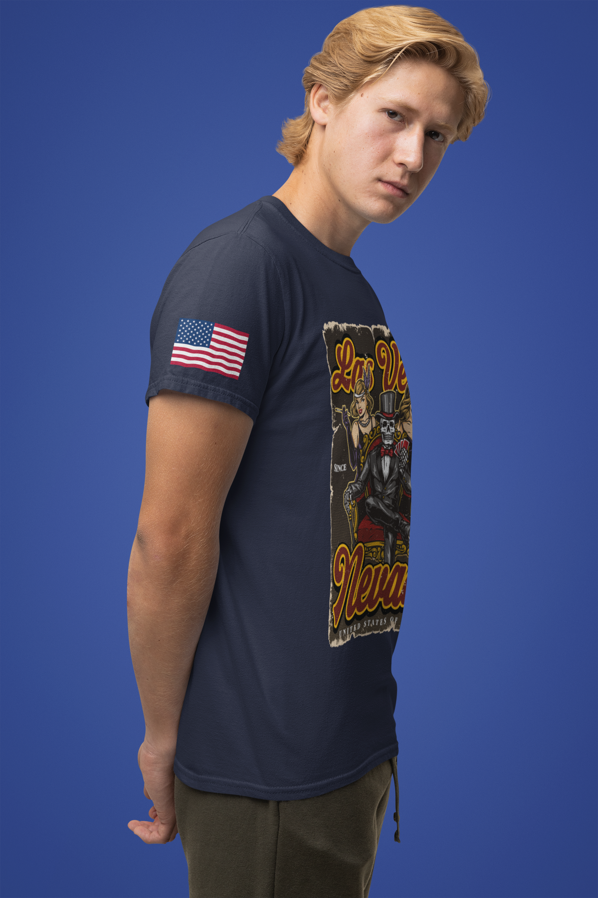 Las Vegas Nevada Since 1905 Vintage T-Shirt – Skeleton Showgirls Retro Casino Poster Tee