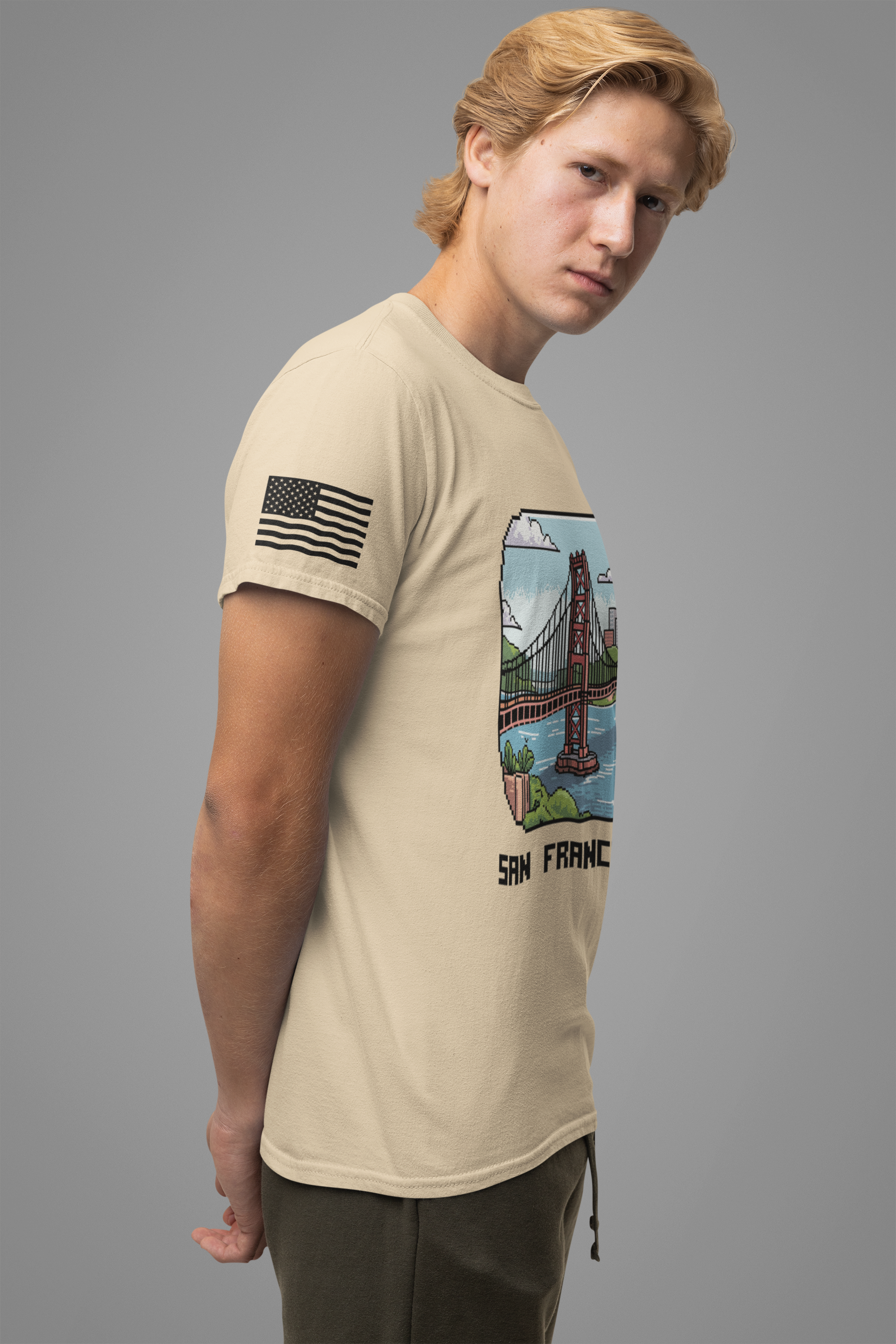 San Francisco T-Shirt, Retro Pixel Art Golden Gate Bridge Tee, SF California Gamer Style Shirt, Unique Travel Souvenir, Unisex
