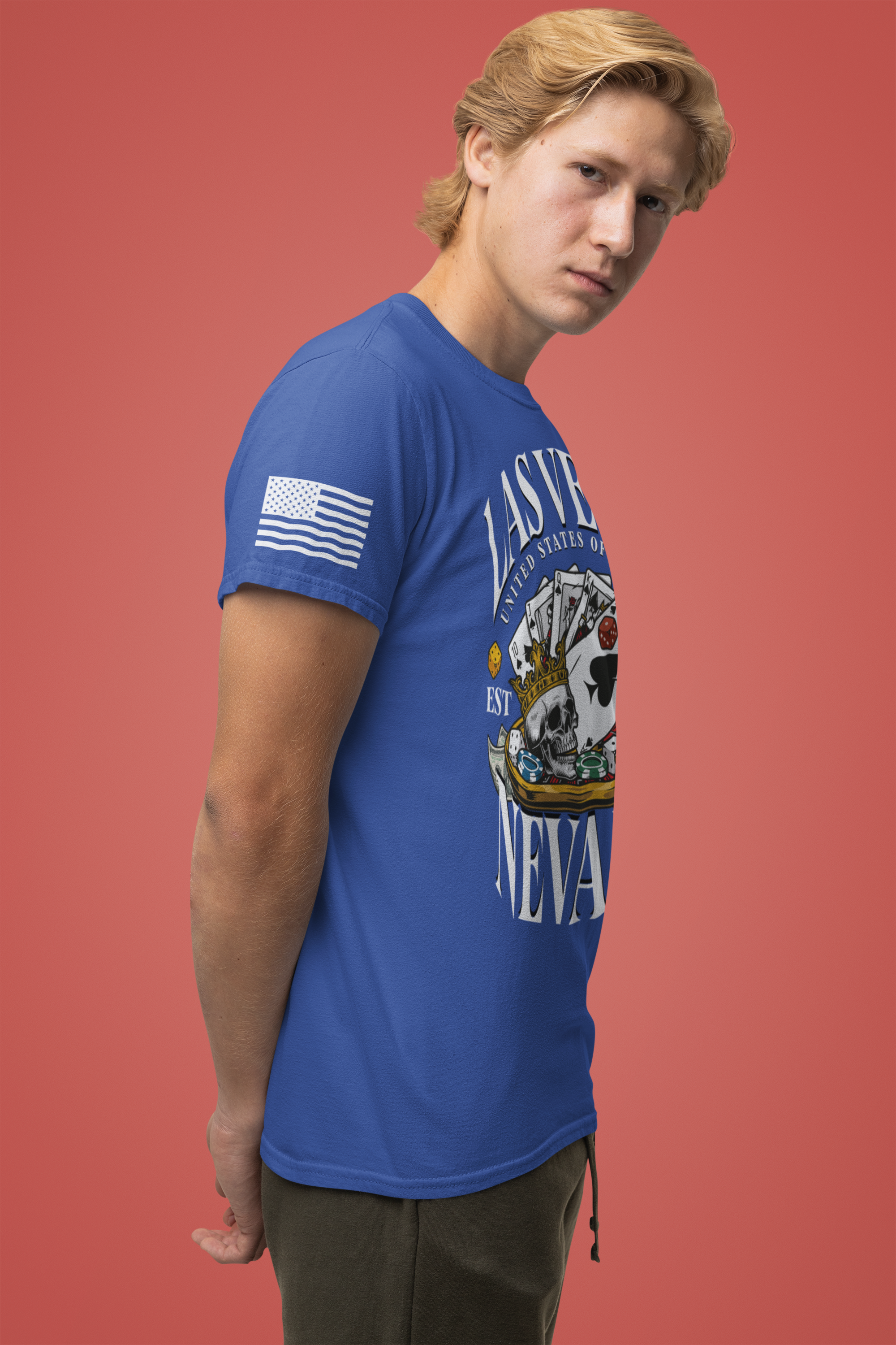 Las Vegas Nevada EST 1905 T-Shirt – Skull Crown Poker Cards Dice Casino Graphic Tee
