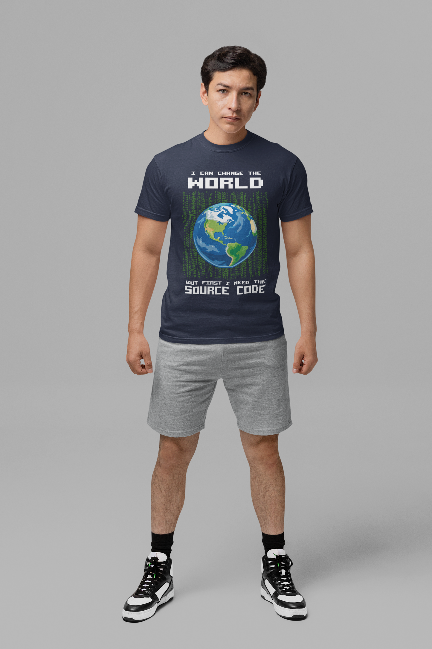 Change the World Source Code Earth Tshirt – Binary Globe for Coders