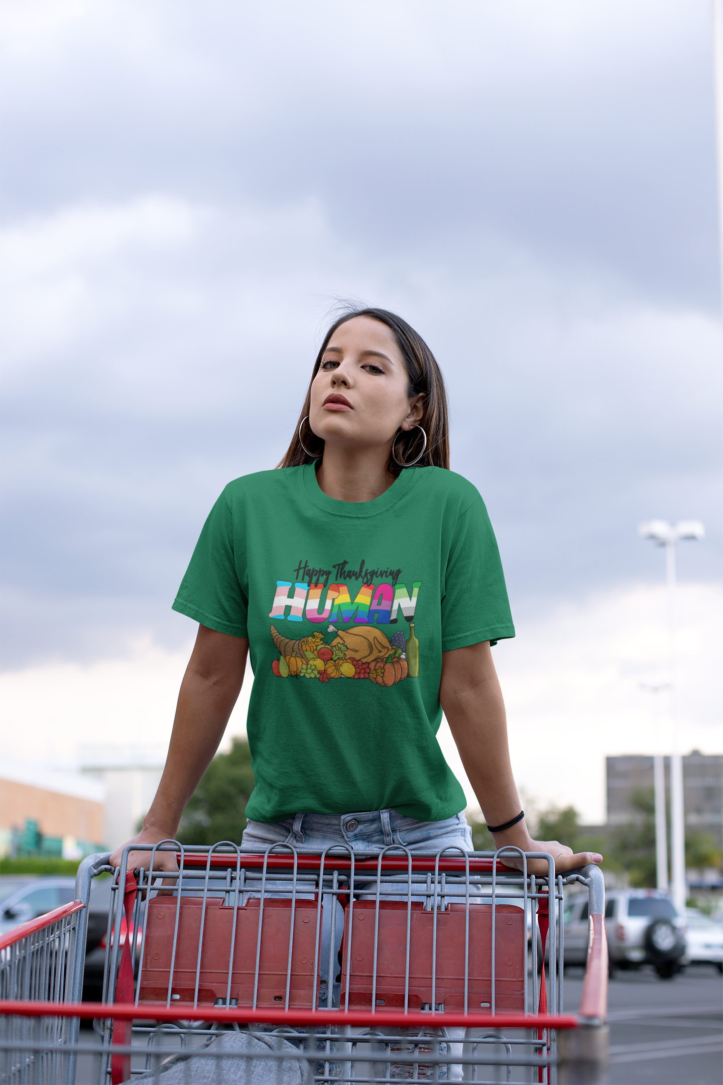 Happy Thanksgiving Human Gradient Text T-Shirt