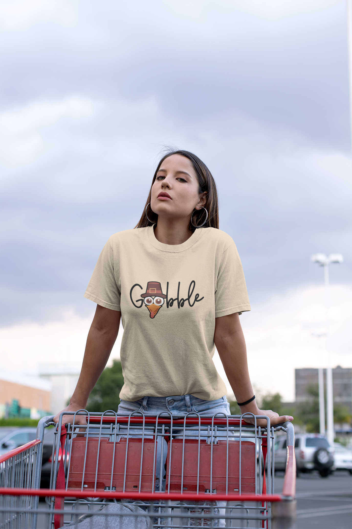 Gobble Turkey Head Cursive T-Shirt