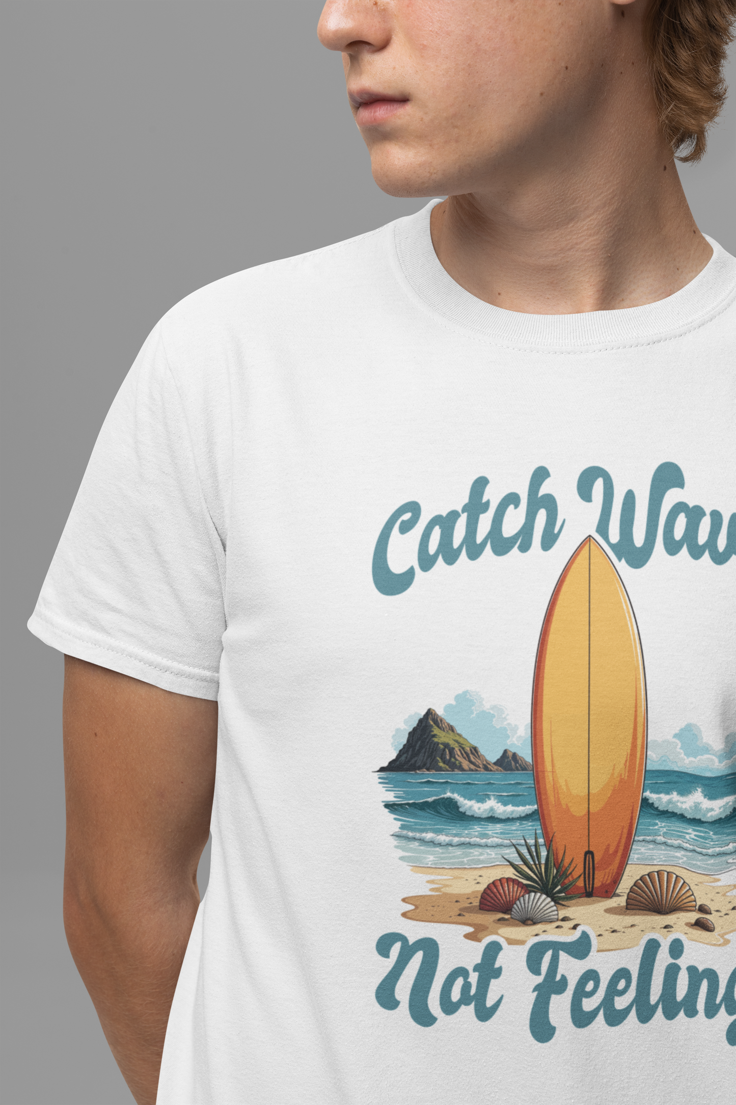 Catch Waves Not Feelings Funny Surf Beach T-Shirt
