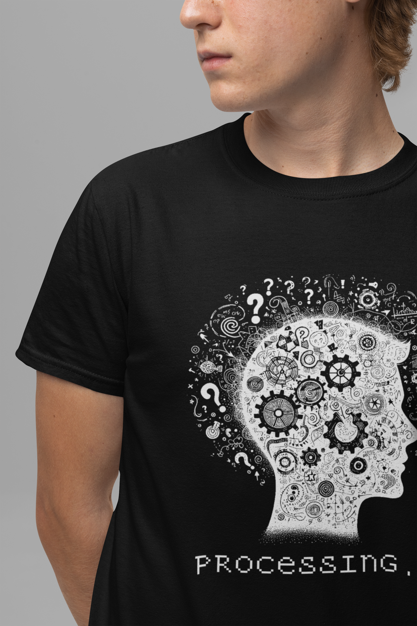 Processing... | Quirky Thinking Face T-Shirt