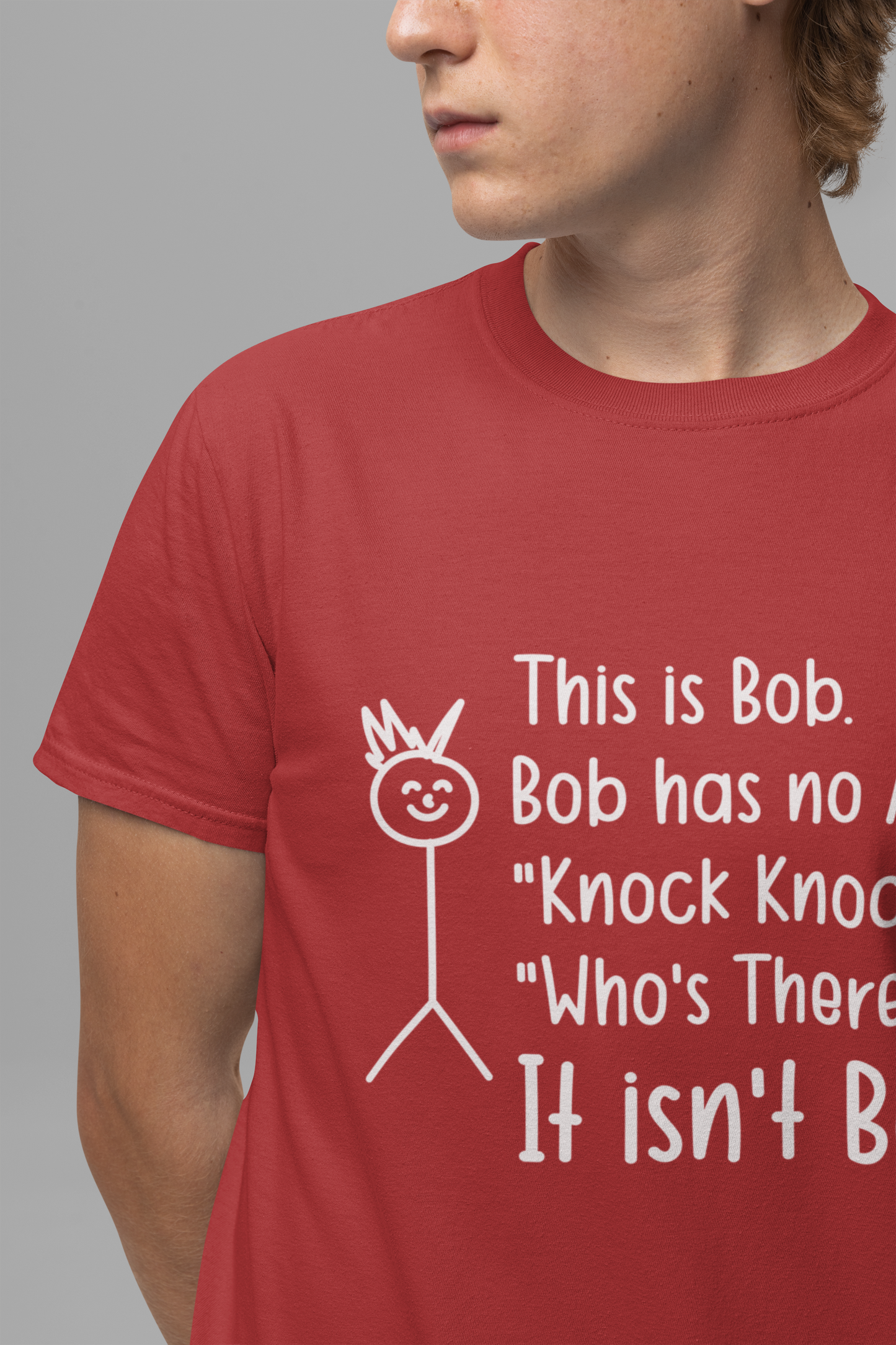 This is Bob T-Shirt – Funny No Arms Knock Knock Joke Stickman Tee