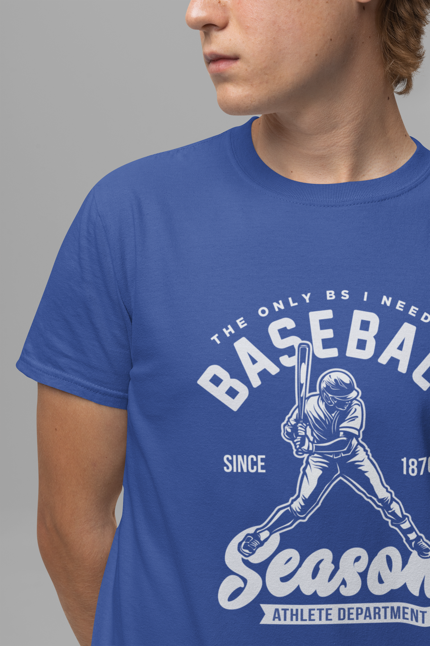 Baseball tshirt - Baseball Season Tshirt Baseball Player Graphic with "The Only BS I Need is Baseball" Text