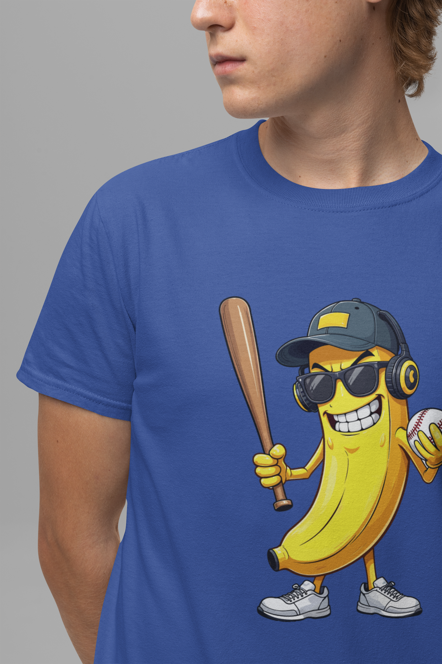 Banana Baseball Aggressive Mascot Tshirt Cool Fruit Sports Character