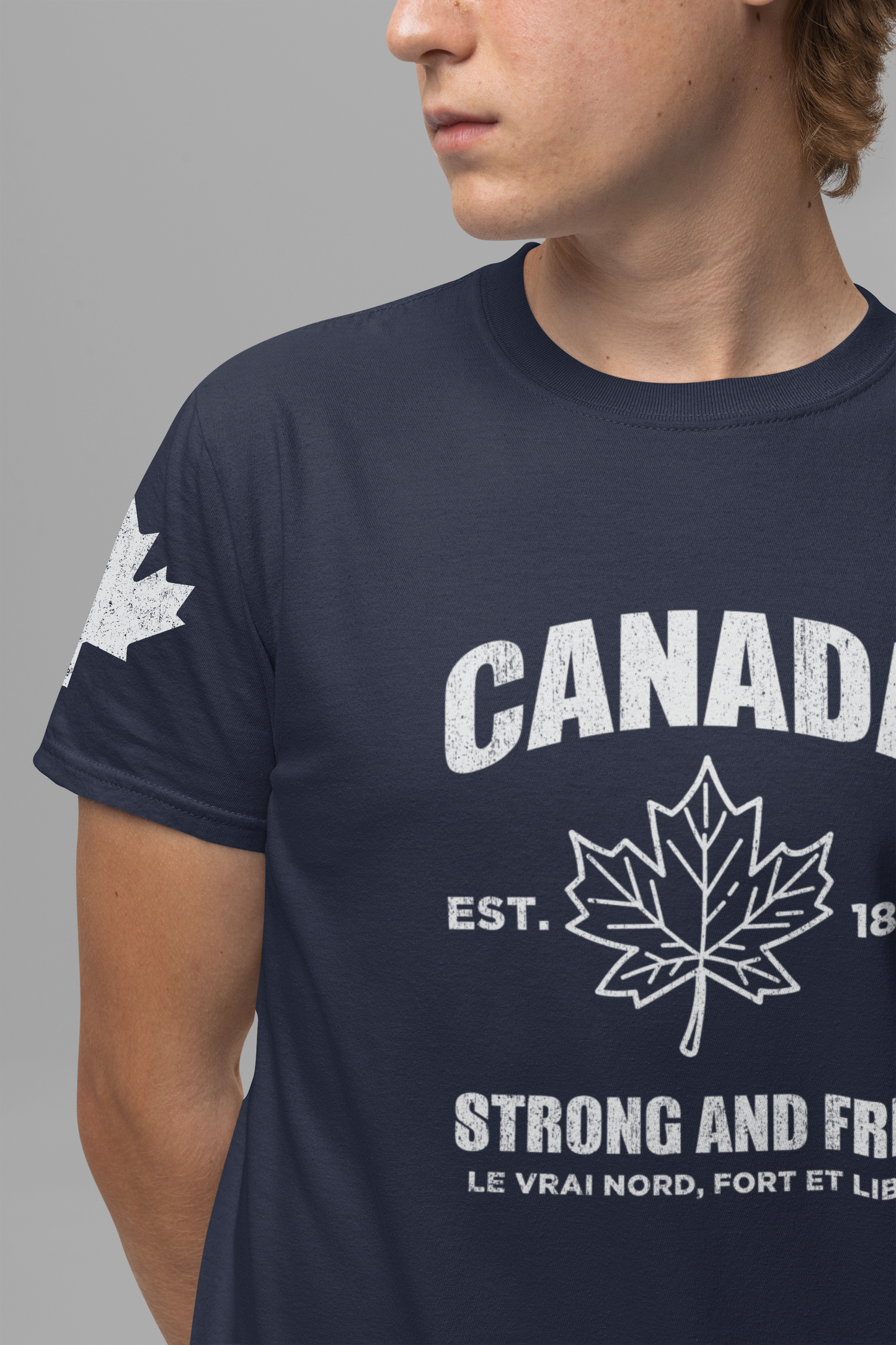 Canada Strong and Free Maple Heritage - White Print T-Shirt