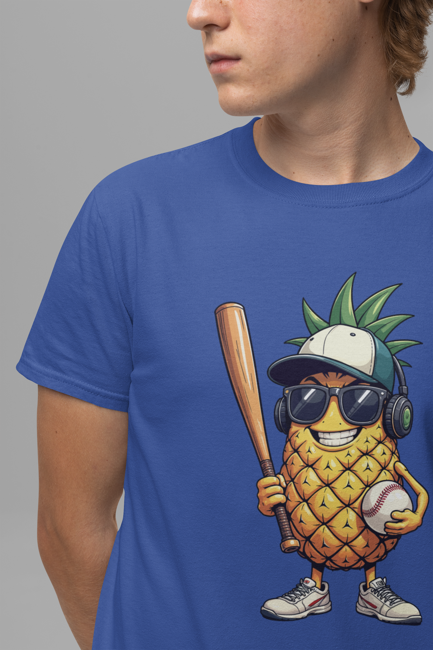 Pineapple Baseball Aggressive Mascot Tshirt Cool Fruit Sports Character
