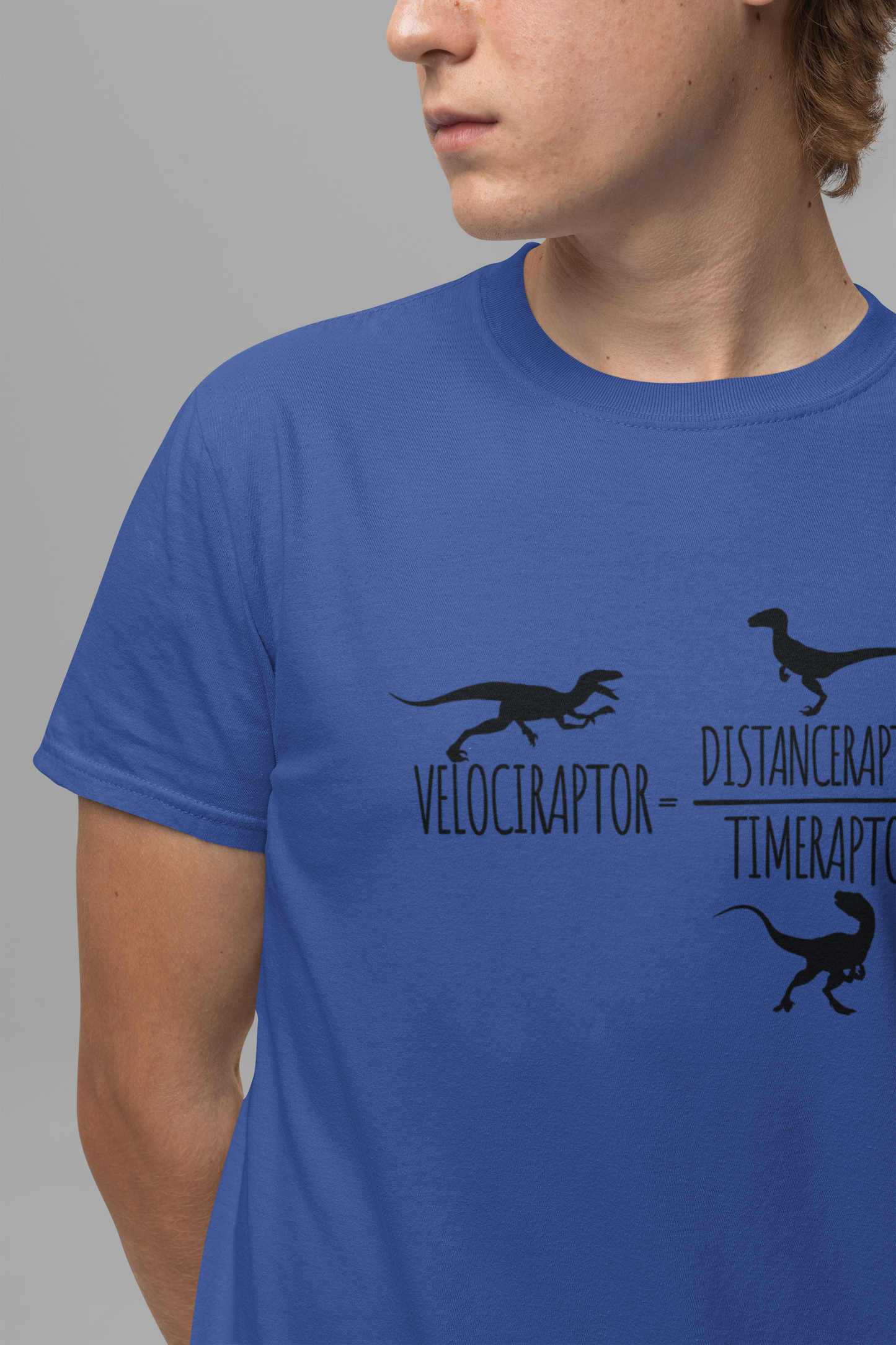 Dinosaur Math Joke Tee – Velociraptor = Distanceraptor / Timeraptor