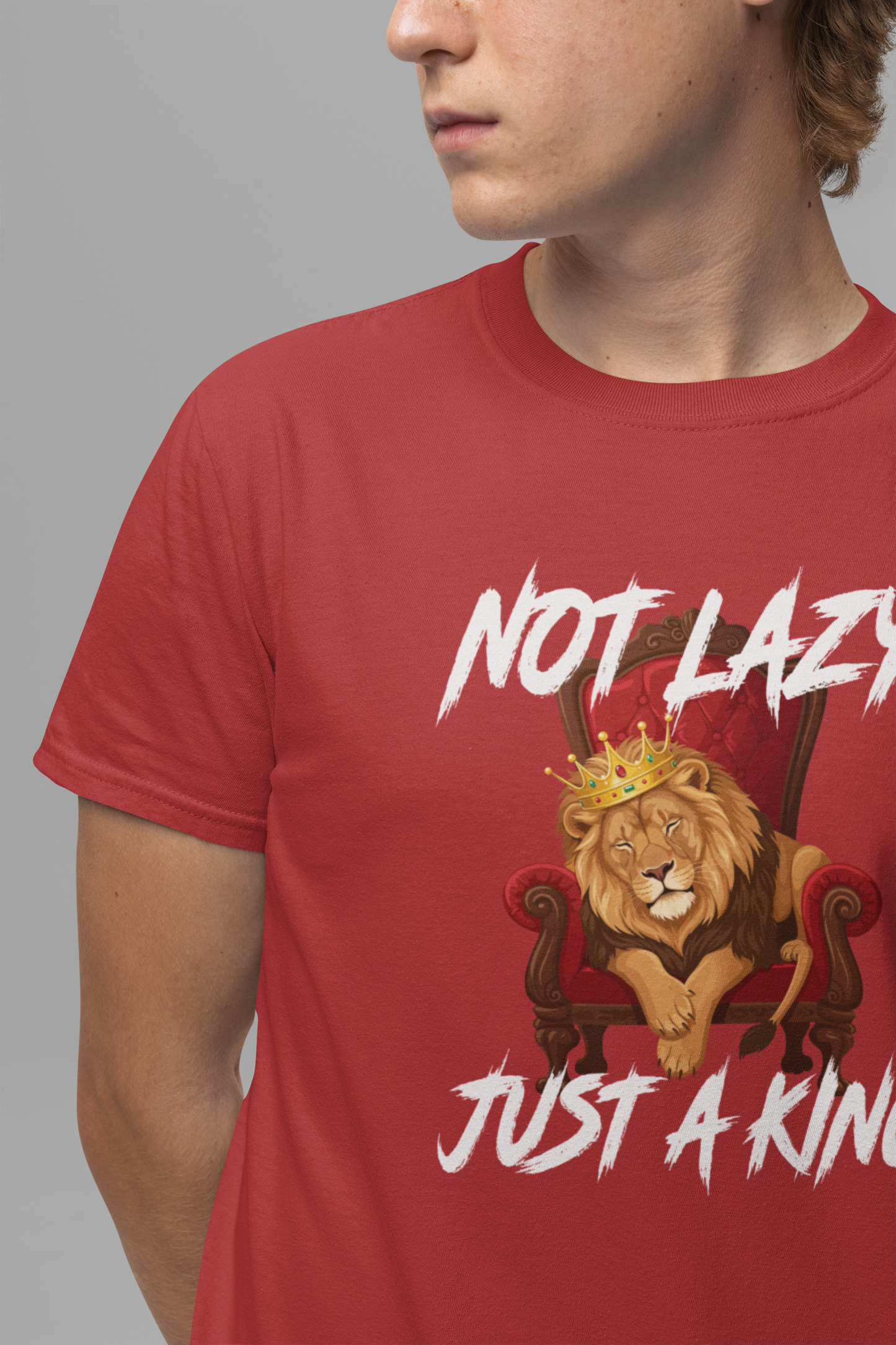 Not Lazy Just a King Energy Saving Mode Tee, Lion Chill Shirt, Funny Royal Mood Graphic Tee, Rest with Power Top