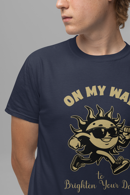 On My Way to Brighten Your Day T-Shirt – Fun Running Sun Graphic Tee