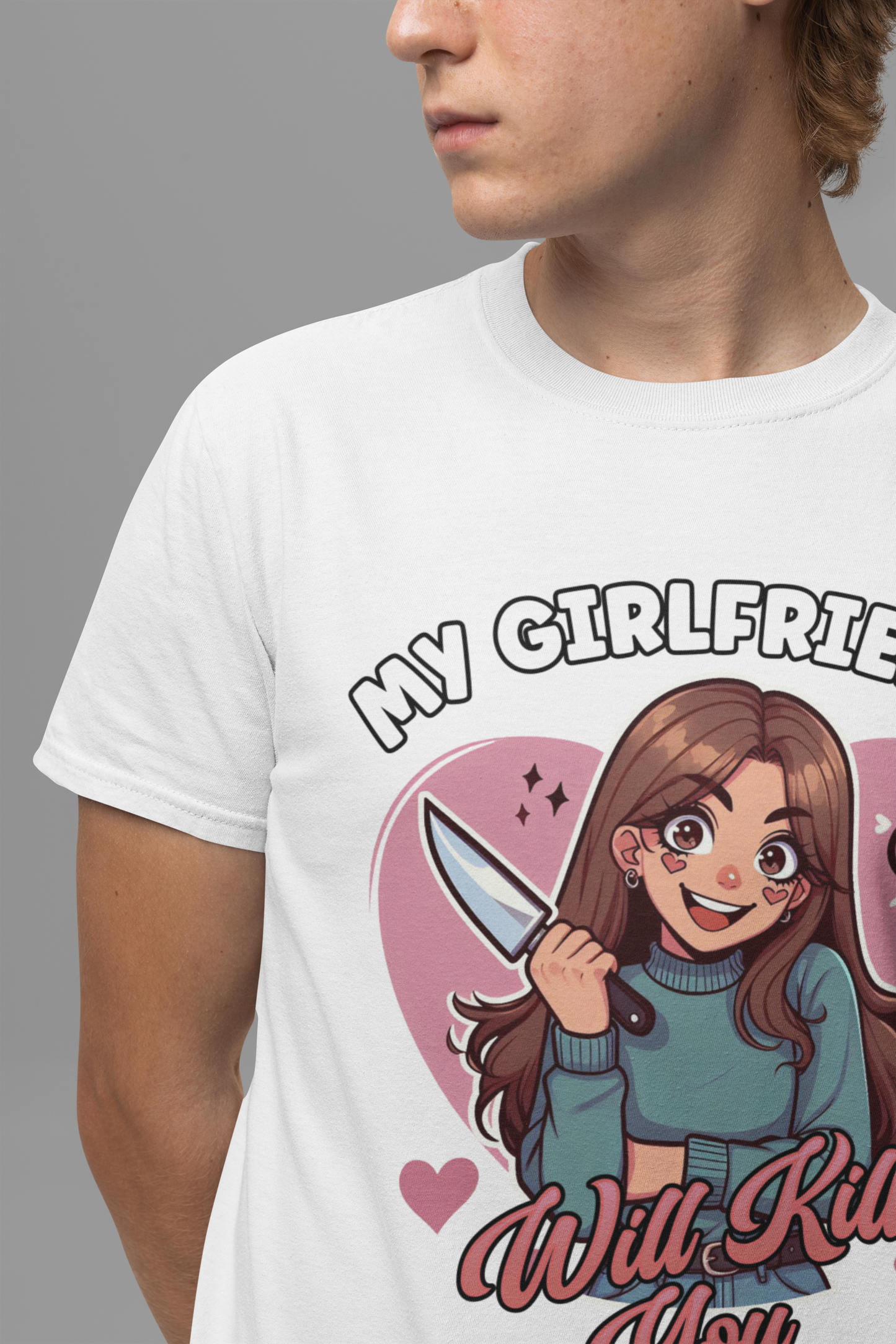 My Girlfriend Will Kill You Shirt, Protective Boyfriend Tee, Funny Relationship T Shirt, Jealousy Humor Graphic, Bold Love Statement Top