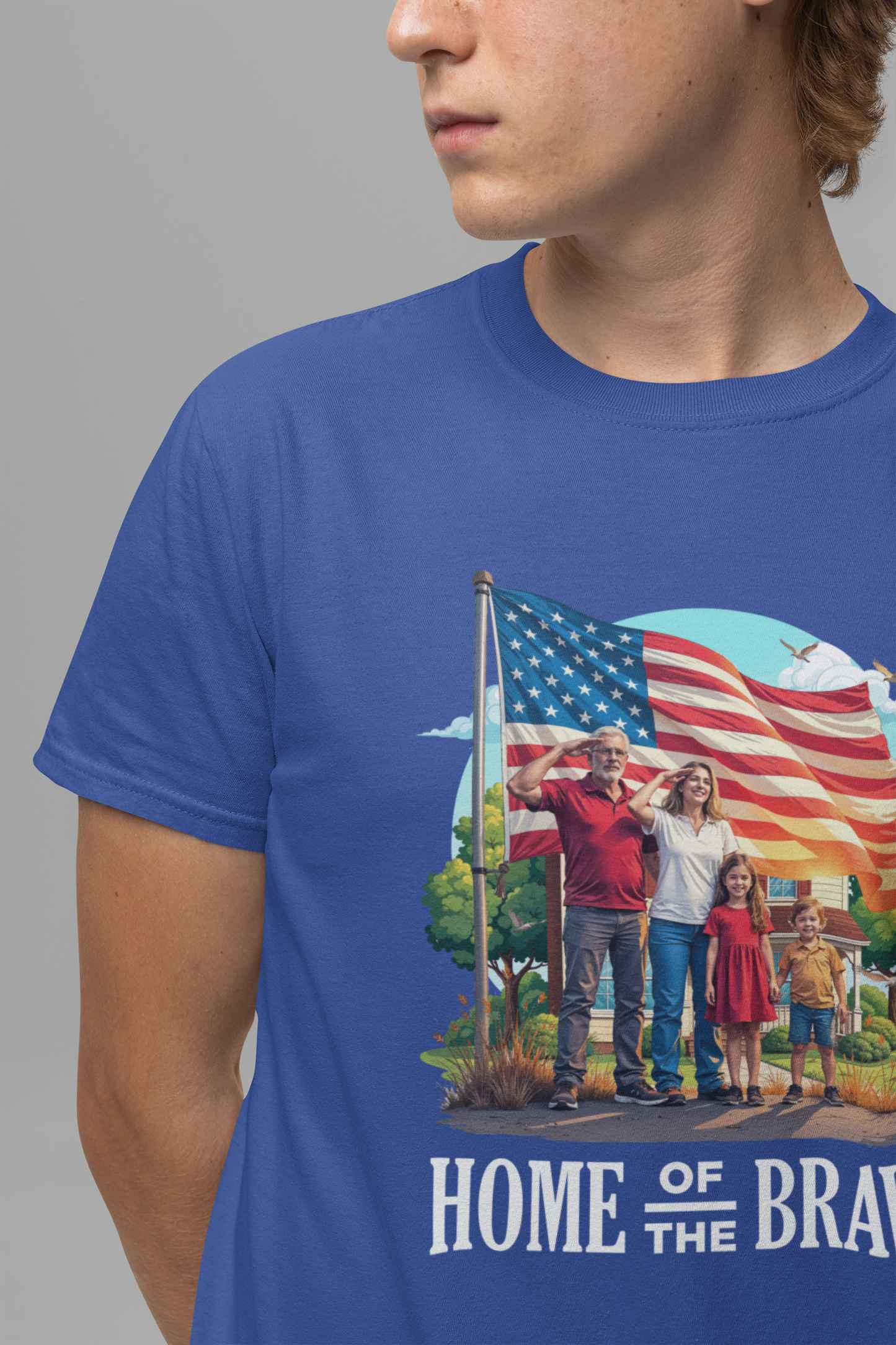 Home of the Brave | Patriotic Family Salute & US Flag T-Shirt