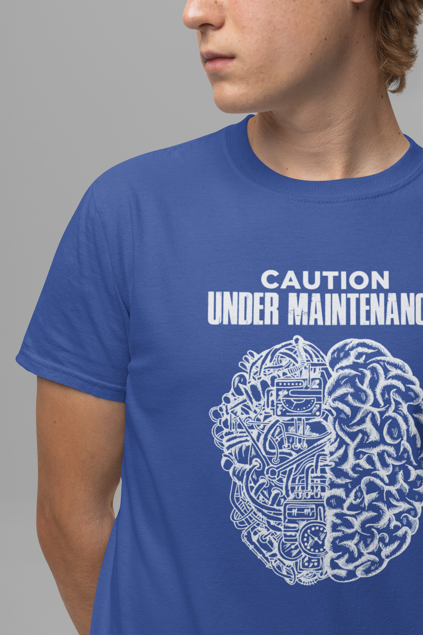 Caution Under Maintenance Brain T Shirt Human Mind Wired Design