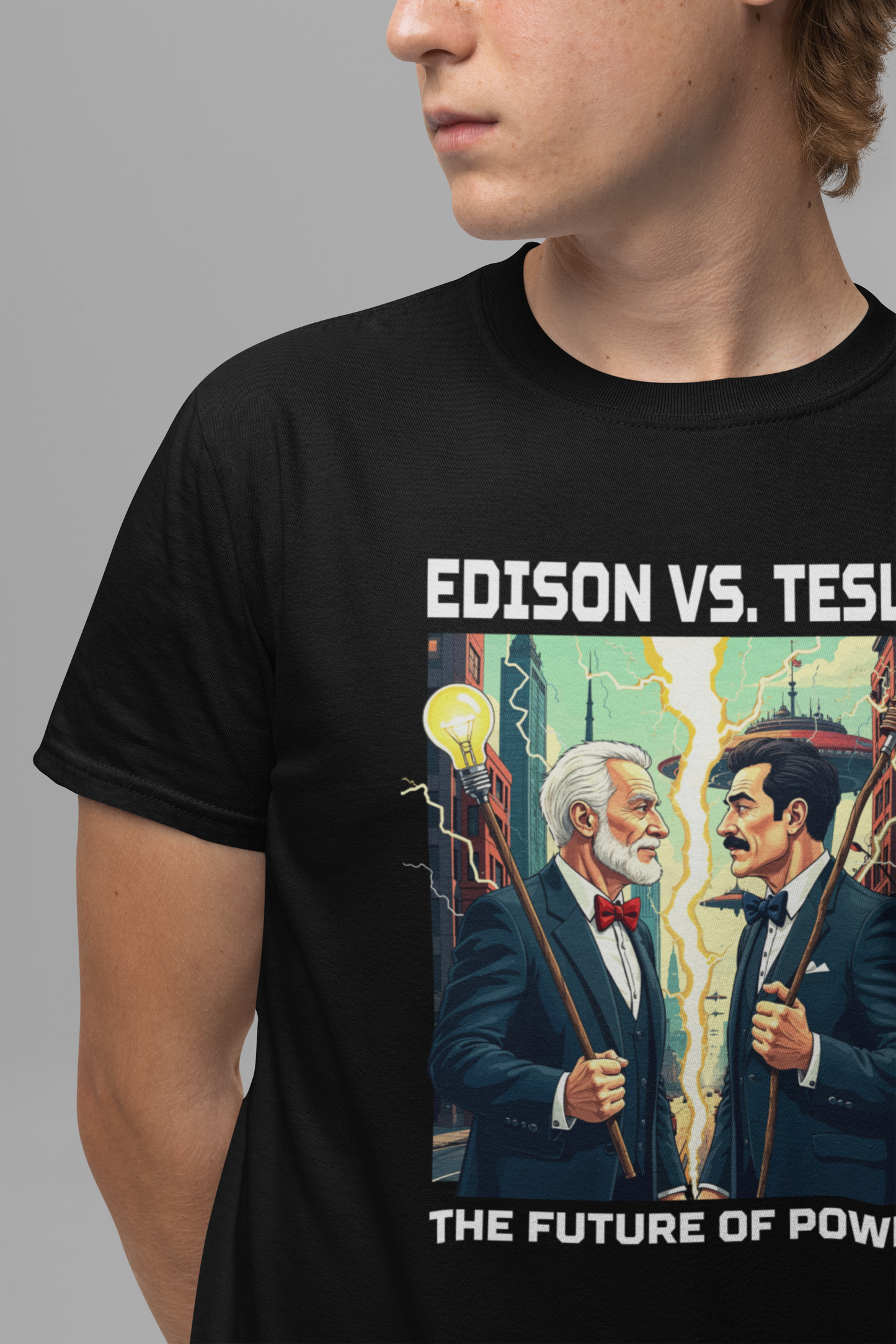 Edison vs Tesla Tee, Inventors Rivalry Shirt, Science History Graphic, Innovation Duel Top, Genius Clash Gift Shirt