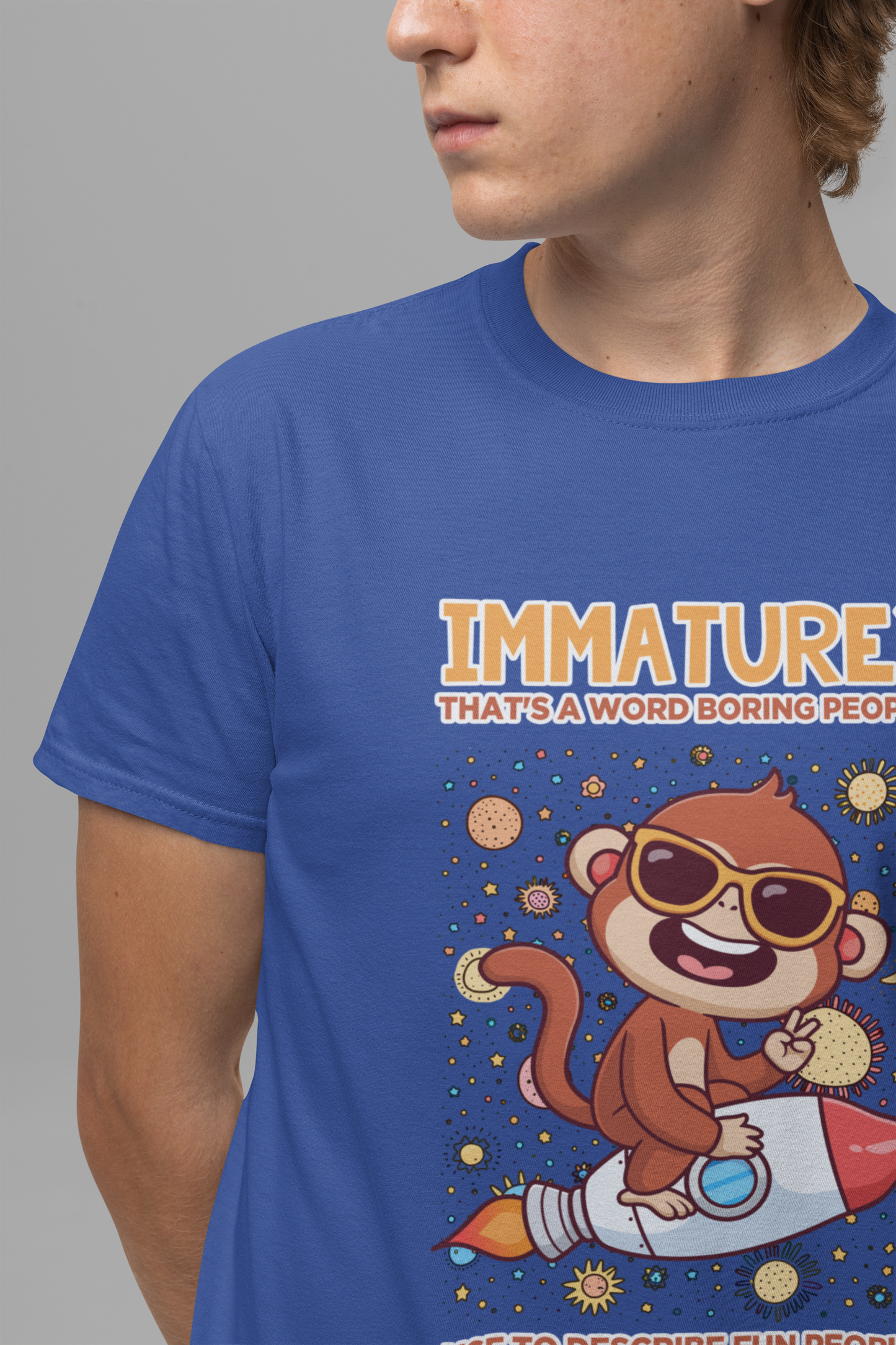 Immature? That’s a Word Boring People Use T-Shirt – Space Monkey Rocket Humor Tee