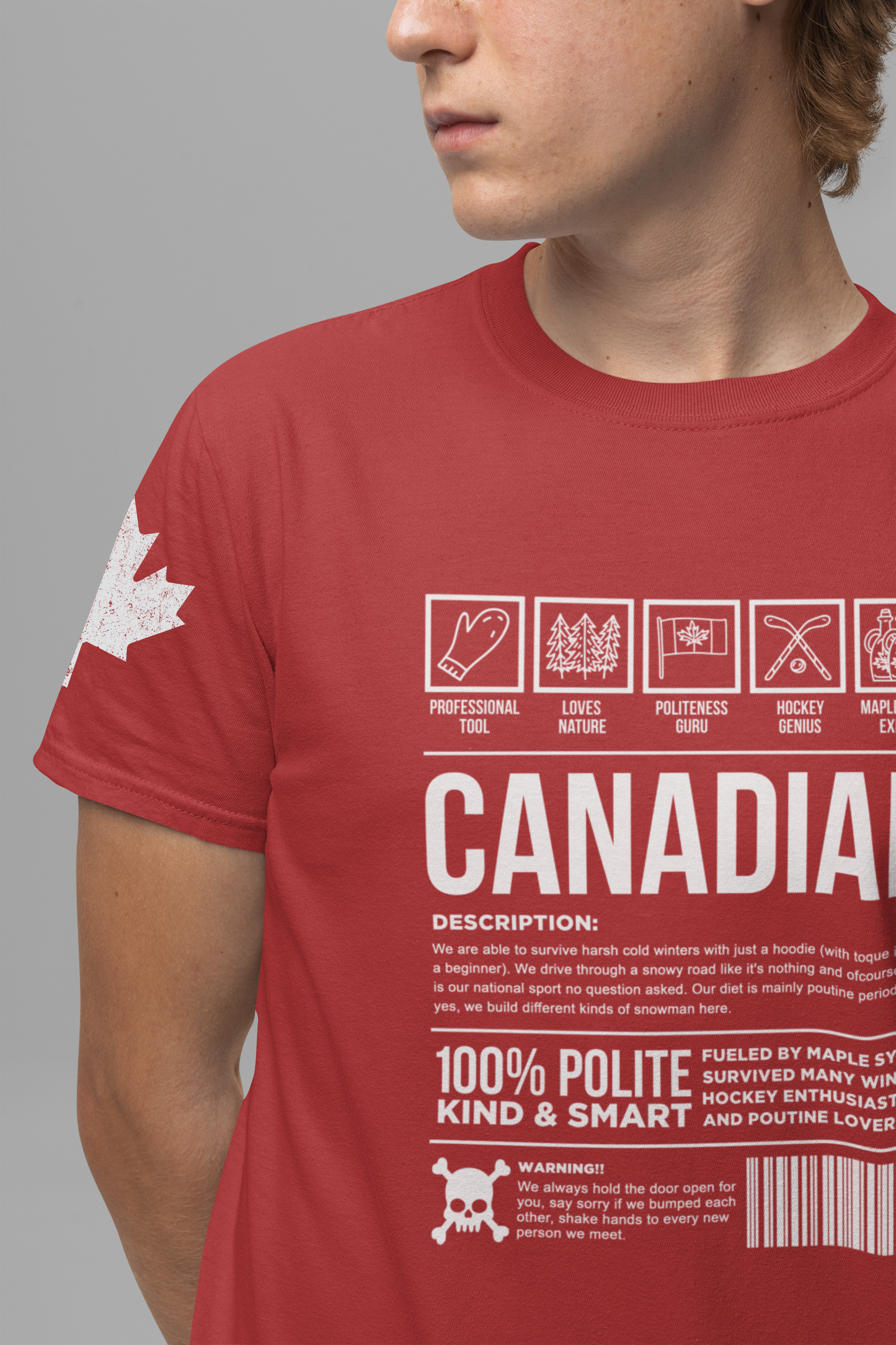Canadian Traits Nutrition Facts - White Print T-Shirt