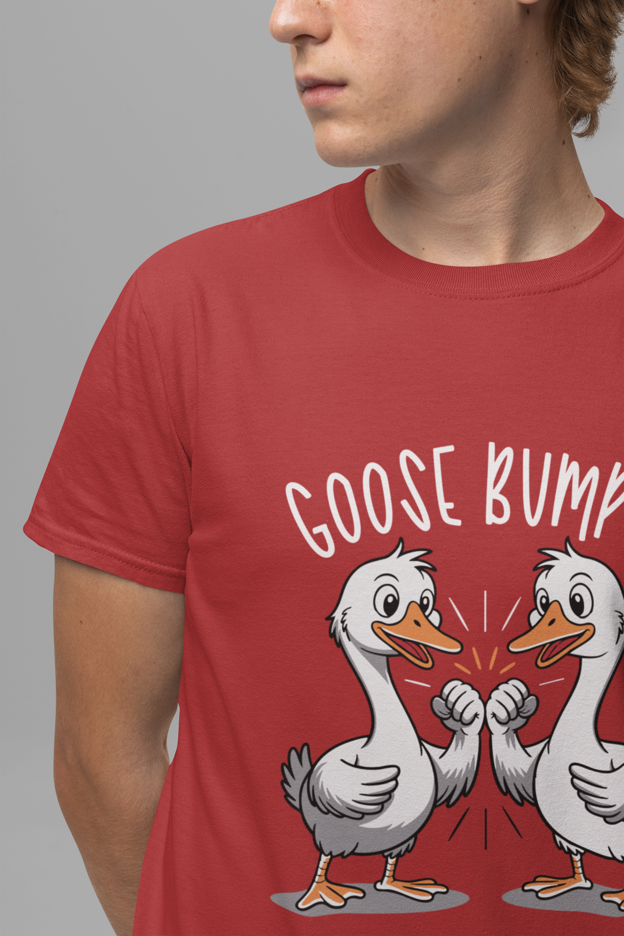 Goose Bumps Funny T-Shirt – Two Geese Fist Bump Cartoon Graphic Tee