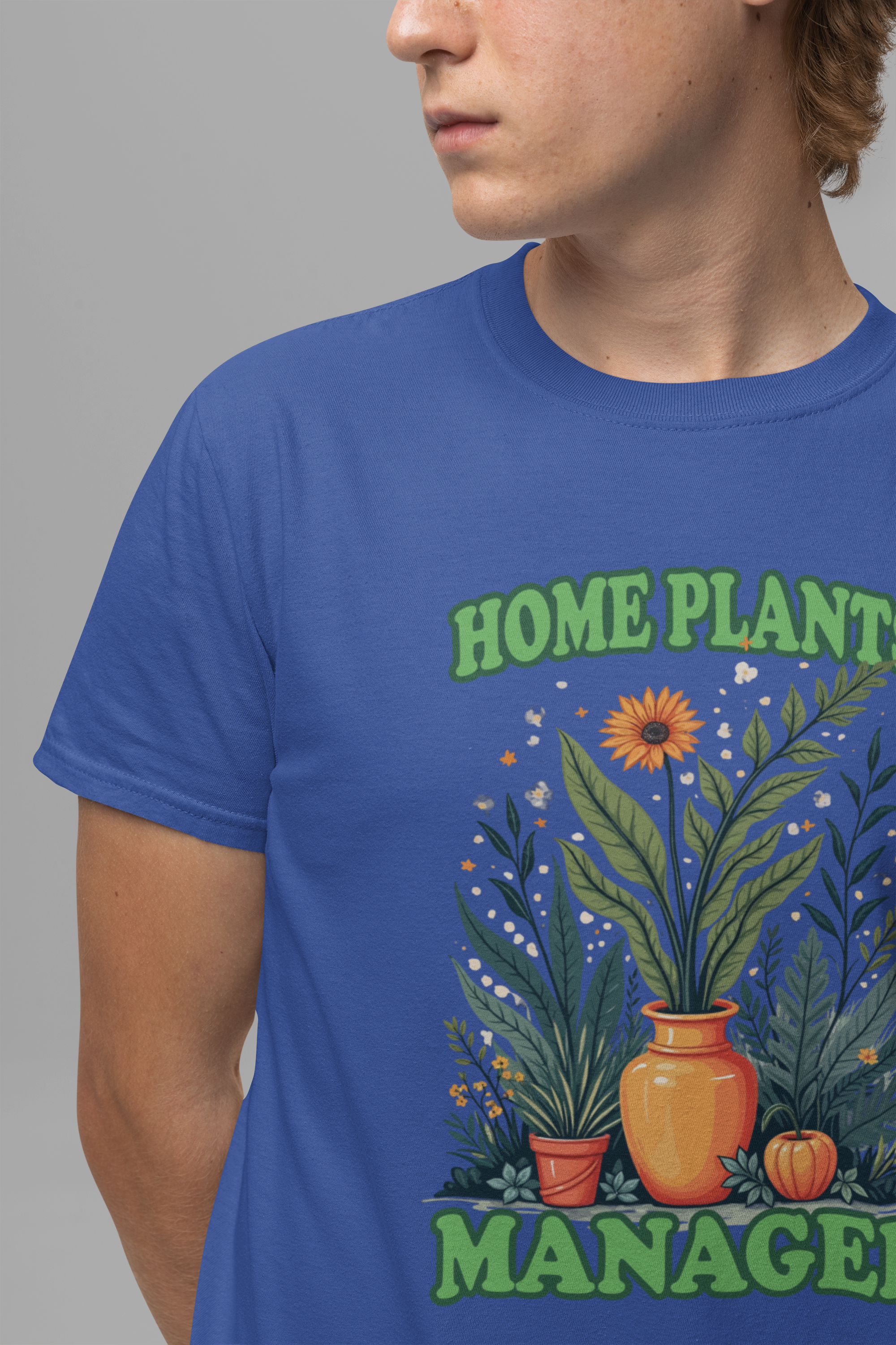 Home Plants Manager Tshirt – Botanical Flower Pots Graphic