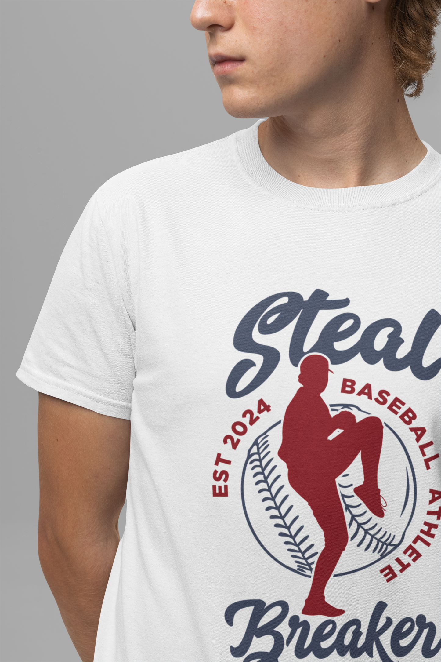 Baseball tshirt - Steal Breaker Tshirt Baseball Player Throwing Ball with Baseball Outline and Text Baseball Athlete