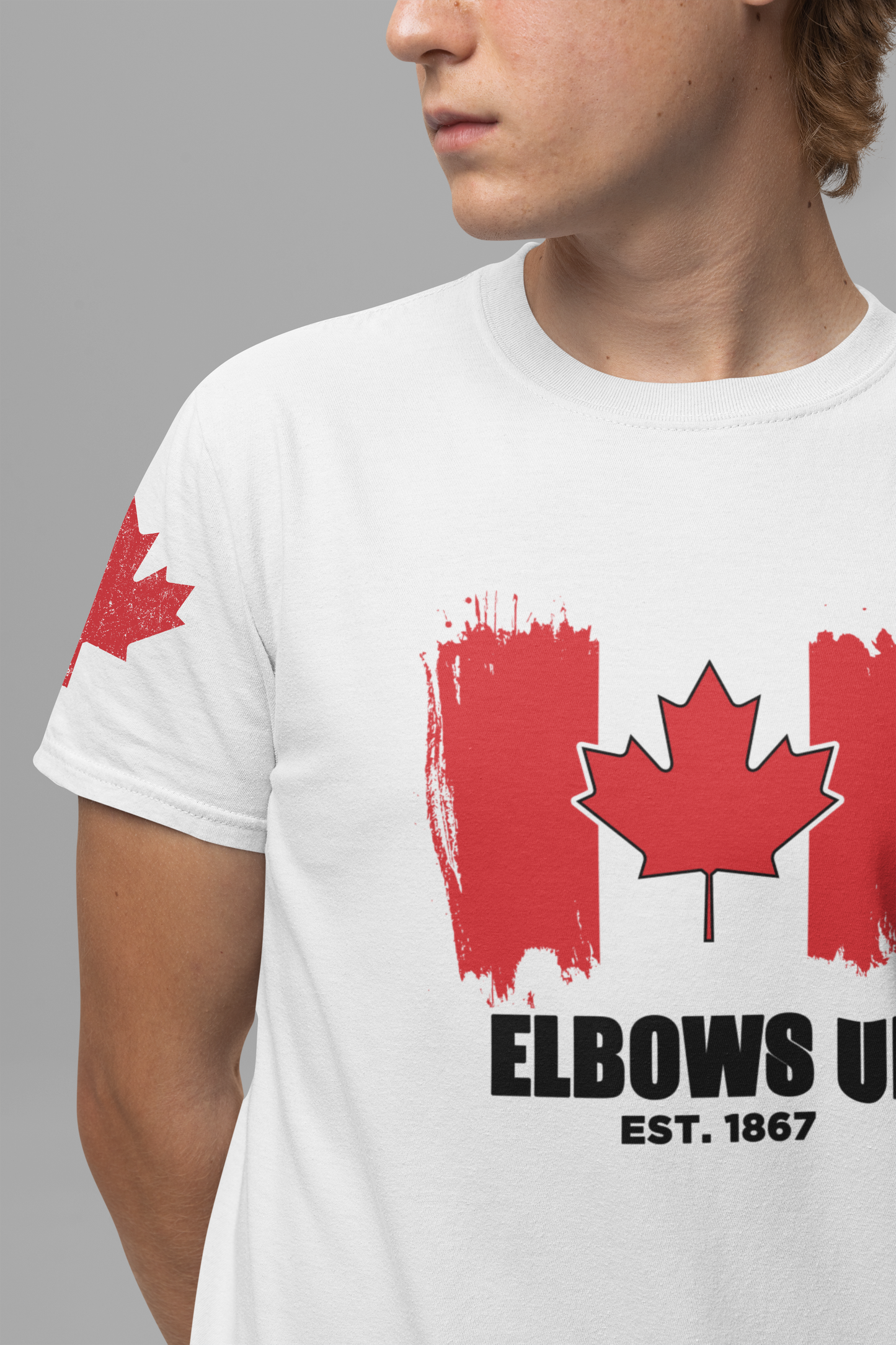 Elbows Up Canada Flag Brushstroke T-Shirt