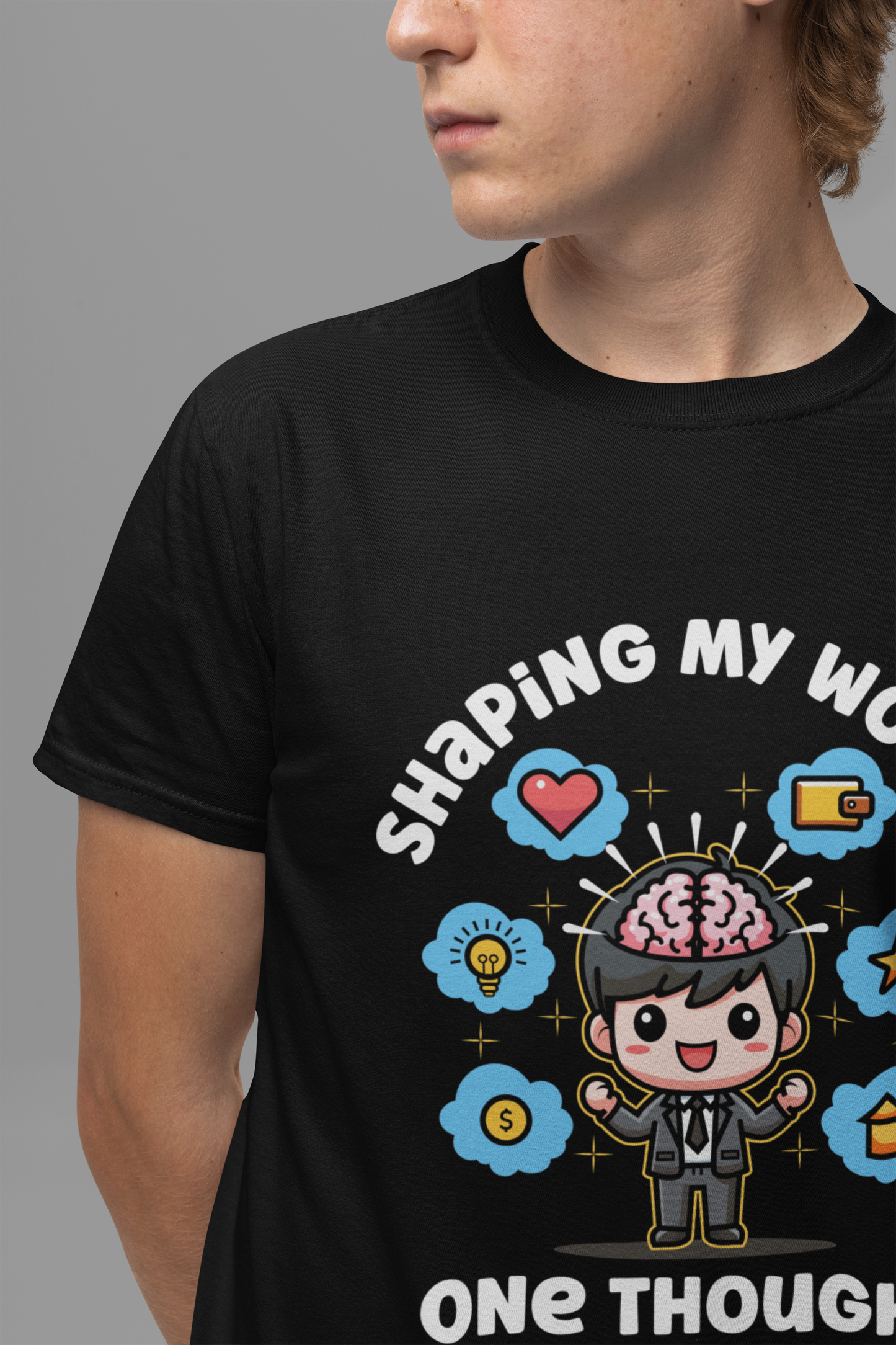 My Thoughts Create My Reality Shirt, Anime Brainstorm Manifestation Tee, Mental Power Graphic T Shirt, Law Of Attraction Apparel, Visual Mindset Top