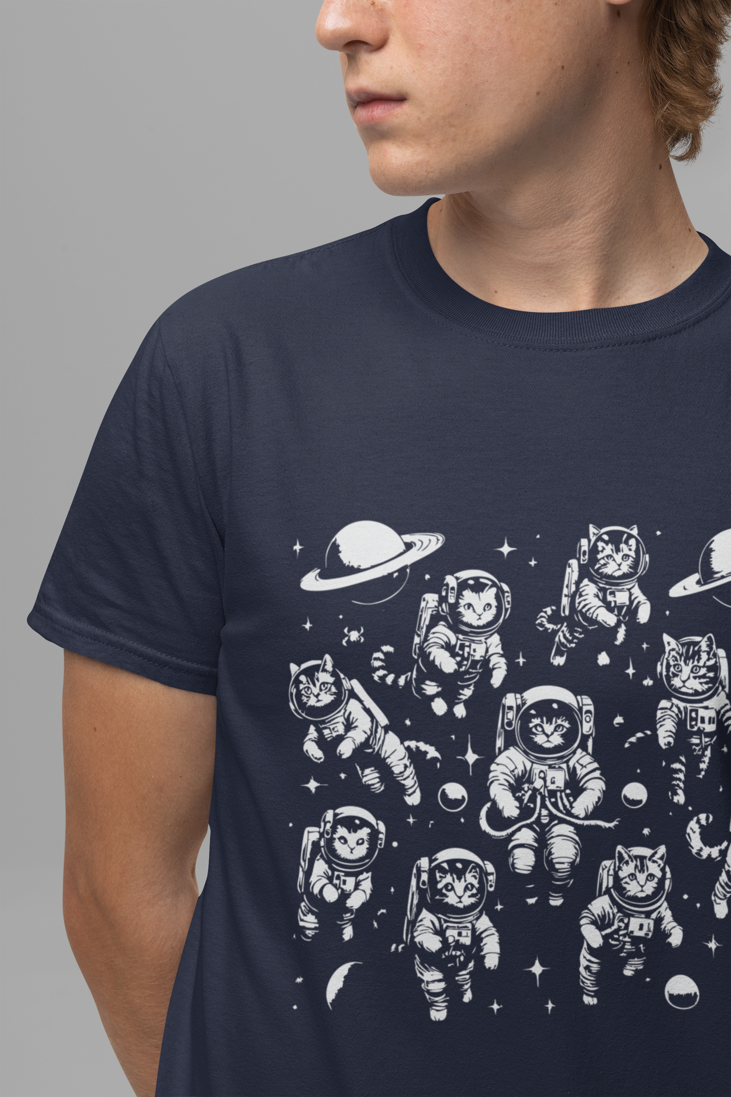Astronaut Cats T-Shirt – Cute Floating Cats in Space Graphic Tee